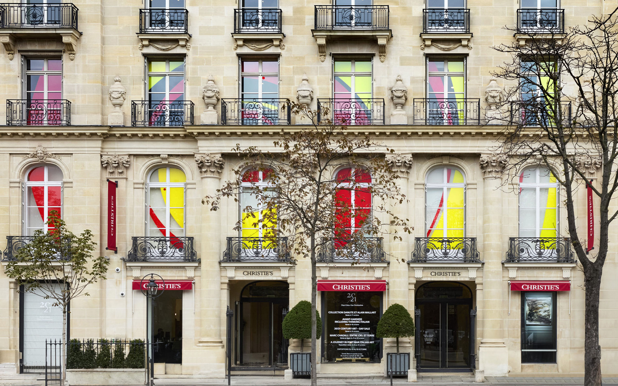 Felice Varini, Disques evides excentriques, 2024, exhibited at Christie's Paris headquarters as part of a special commission