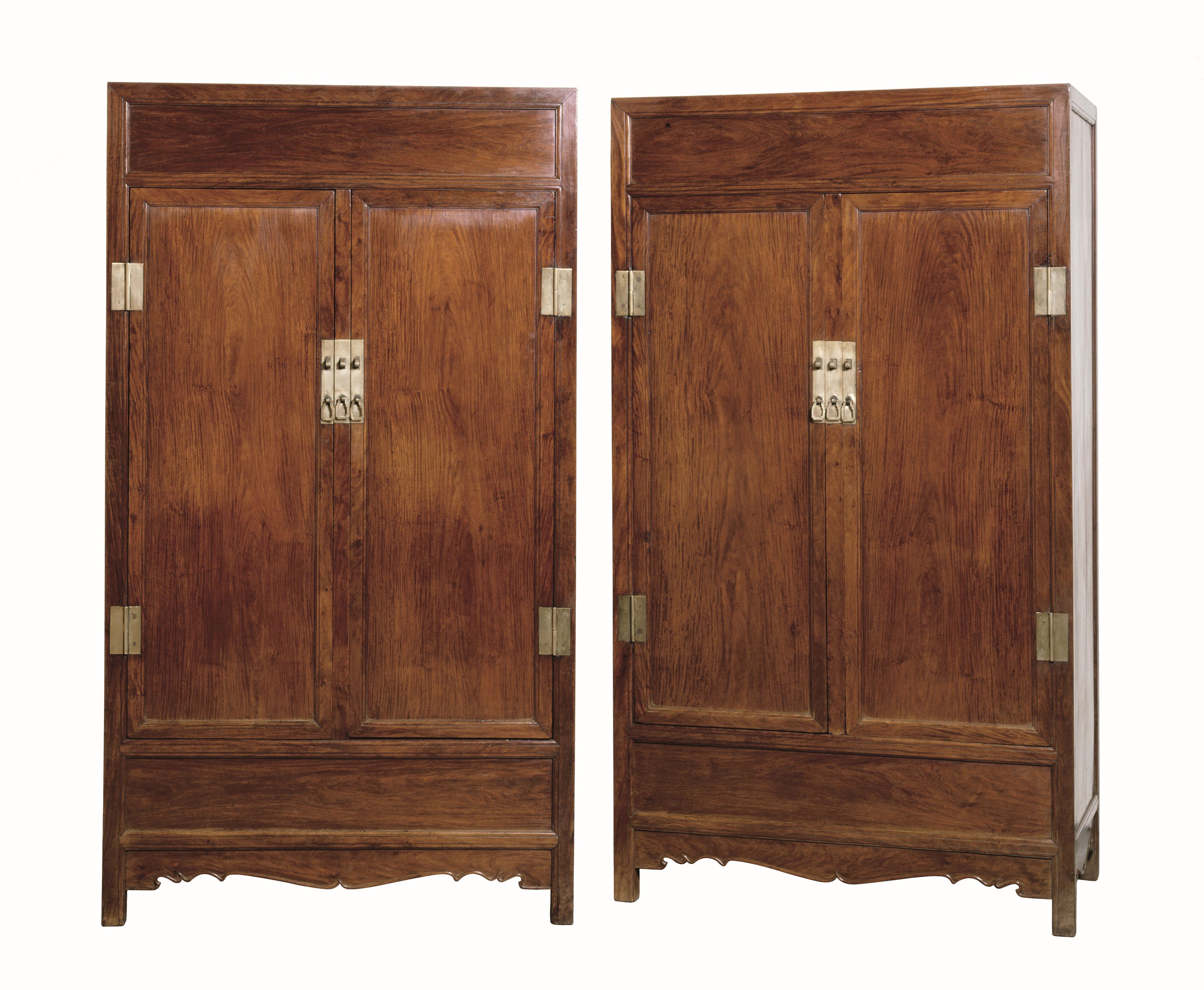 A pair of huanghuali square-corner cabinets. Late Ming dynasty, offered in Eternal Ming - Treasures from the MQJ Collection on 29 November 2024 at Christie's in Hong Kong