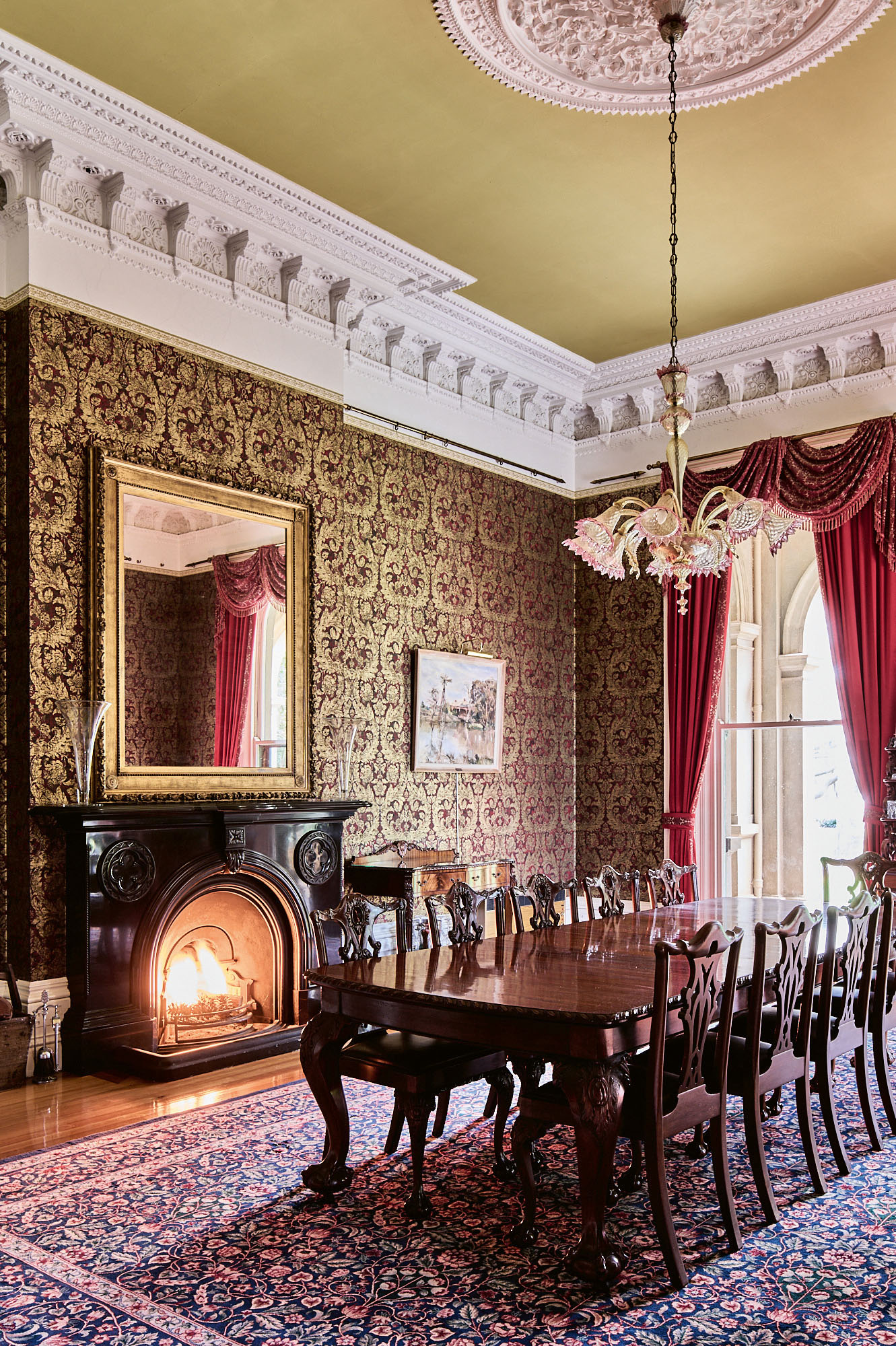 The formal dining room, one of several magnificent reception rooms in the house