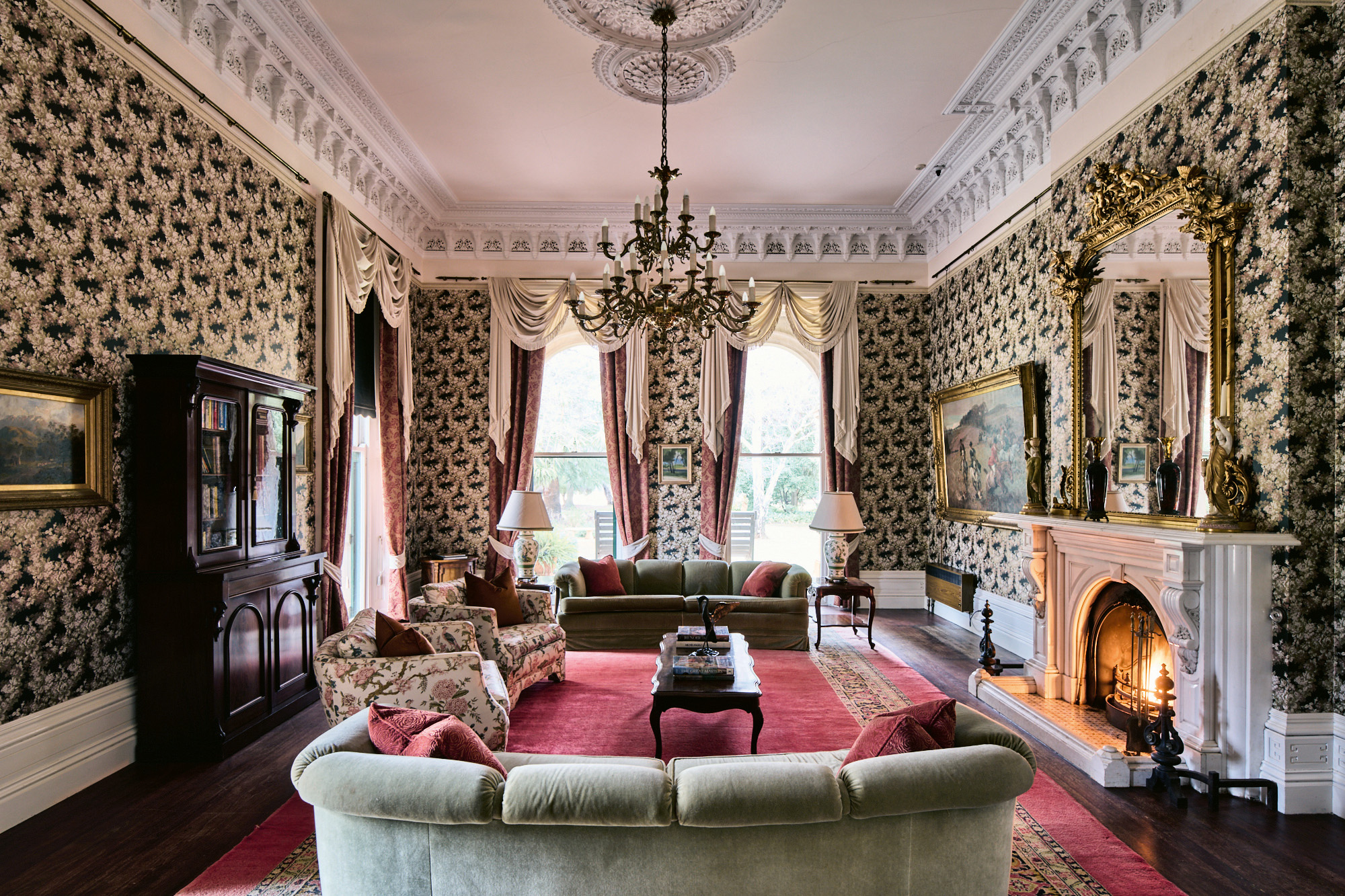 The sitting room looking out to the veranda