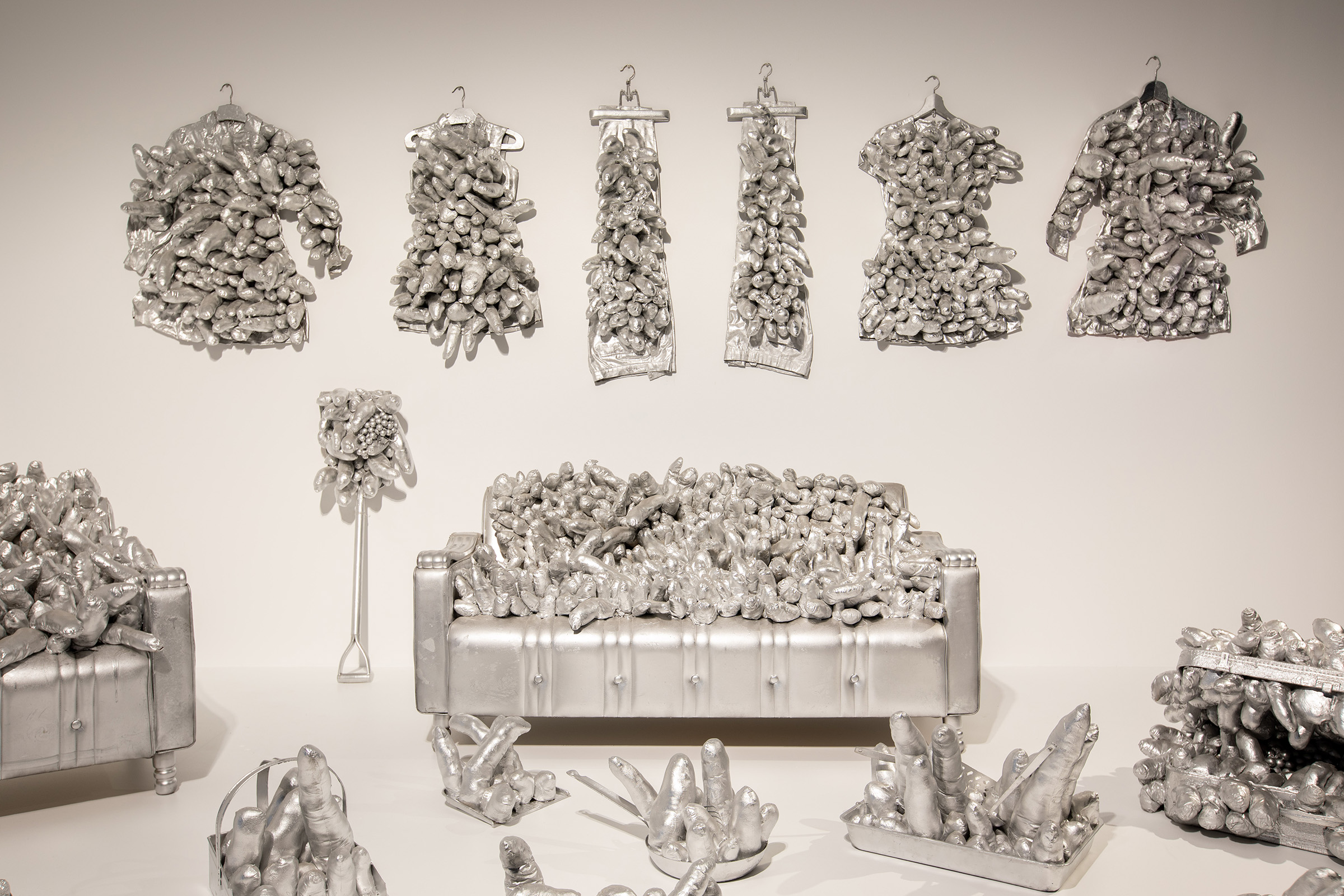 Installation view of Yayoi Kusama's Ceremony for Suicide, 1975-76, as part of the Yayoi Kusama exhibition at NGV International, Melbourne