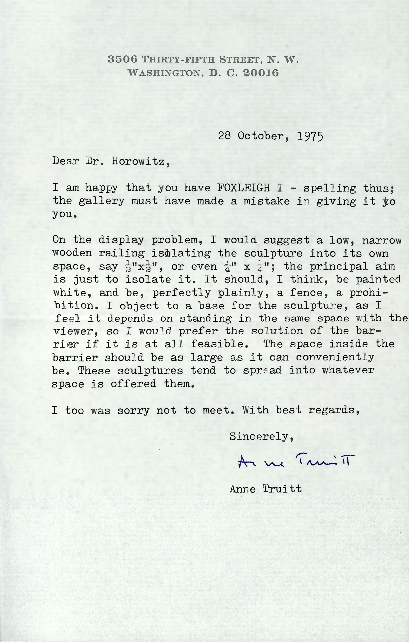 Note by Truitt for Dr Horowitz