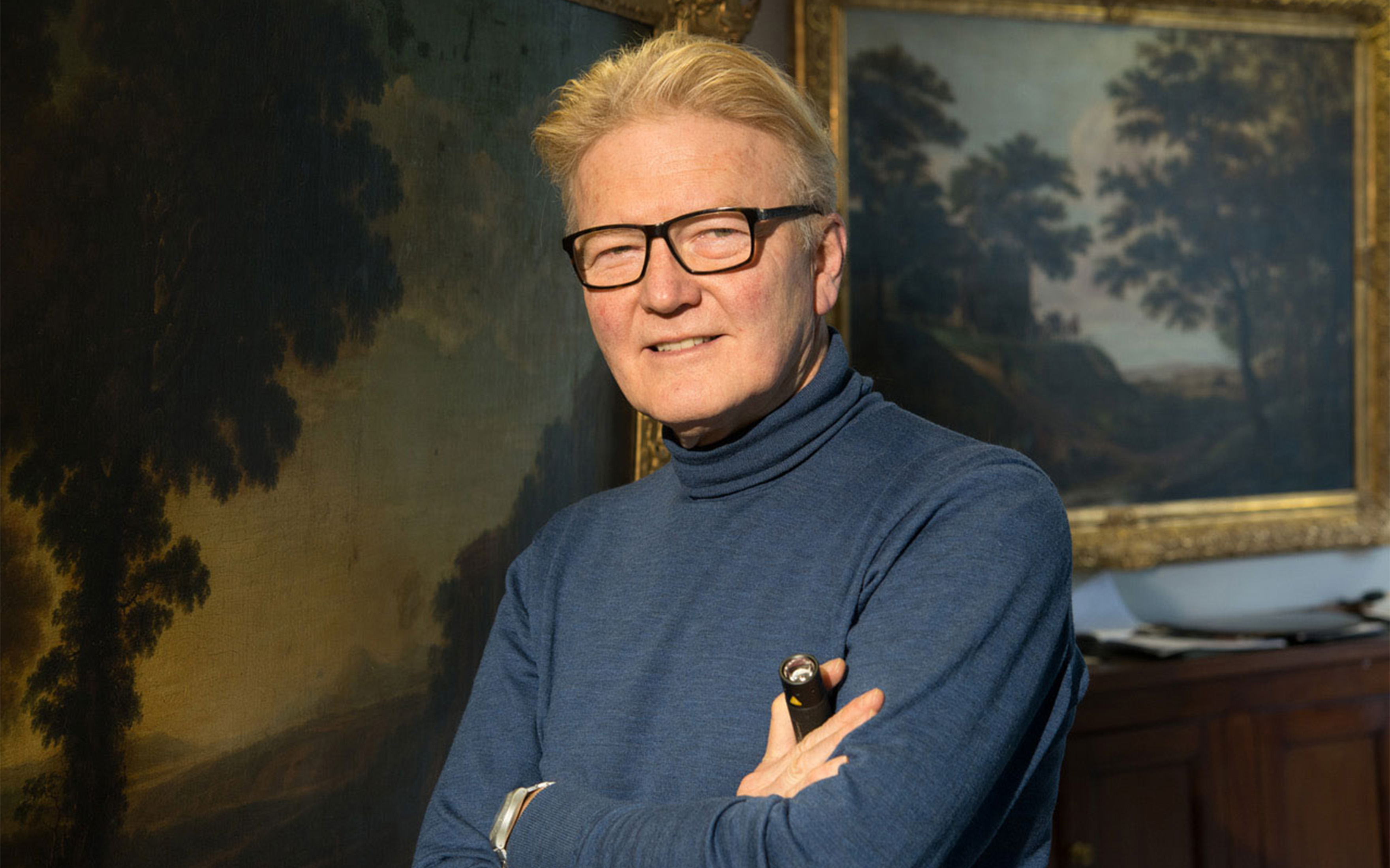 Art restorer Simon Gillespie in his London studio