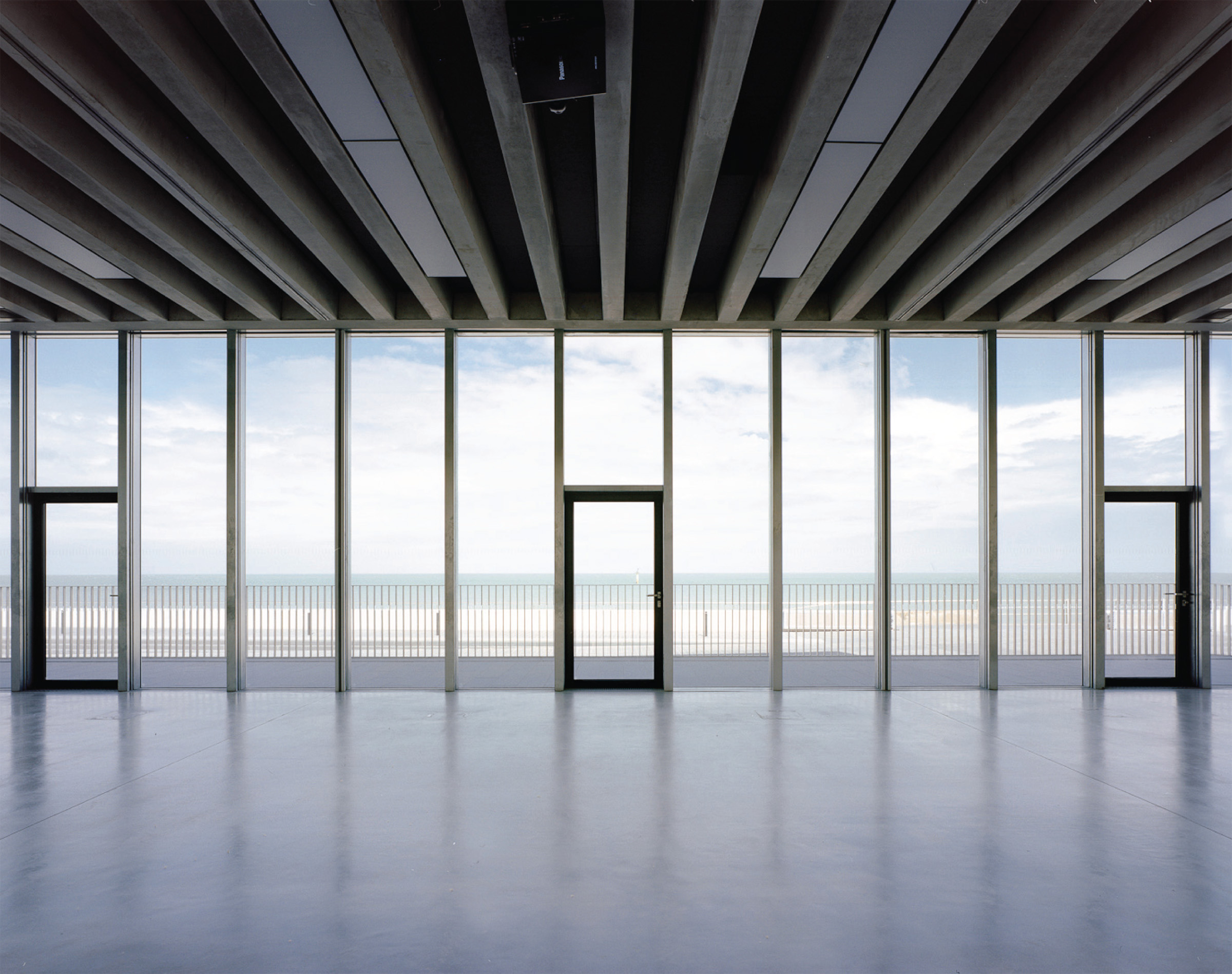 Turner Contemporary's Foyle Rooms, seen here with no dividing walls, have panoramic views of the North Sea. The building was designed by the British architect David Chipperfield