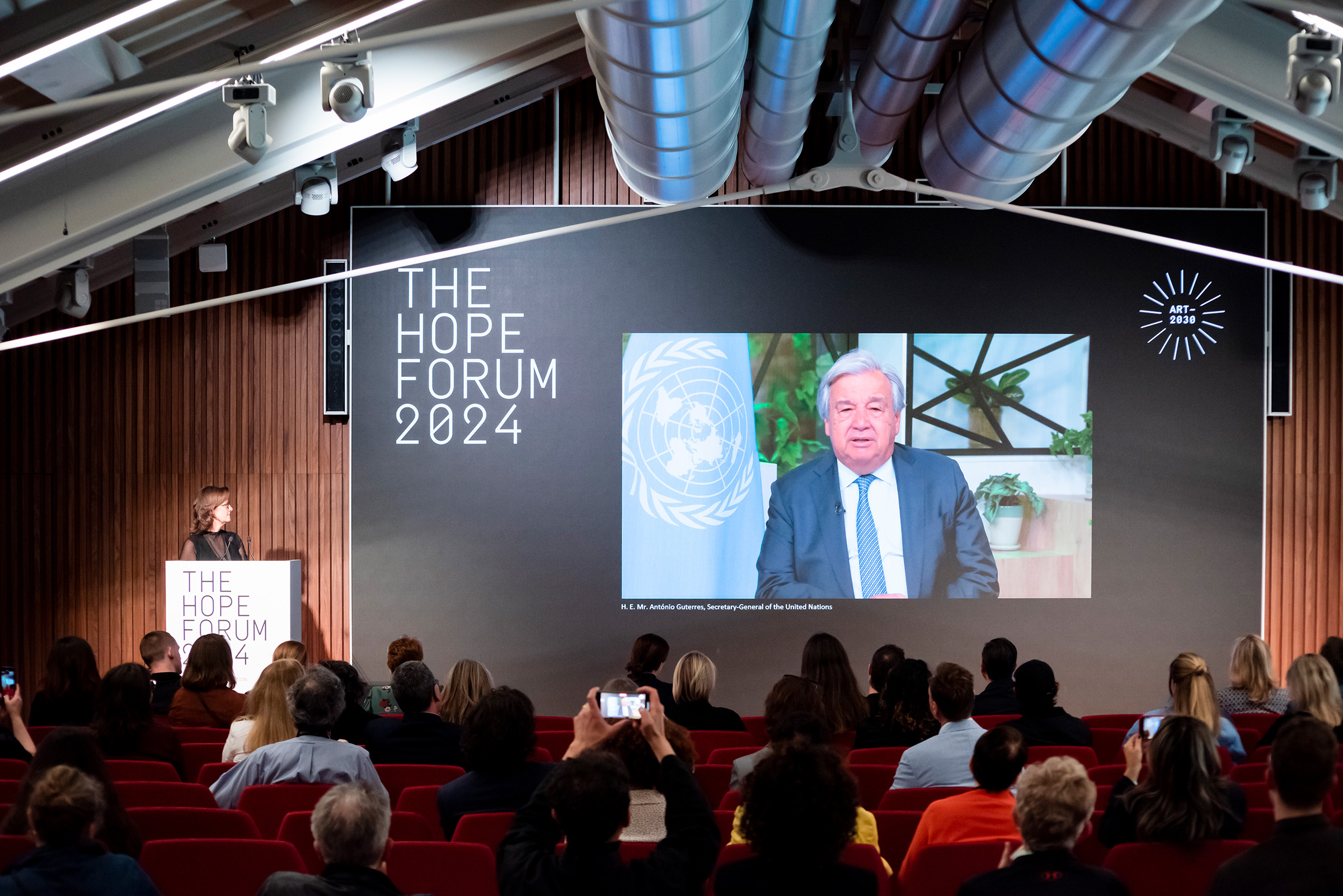 UN secretary-general Antonio Guterres addresses The Hope Forum 2024 in Venice