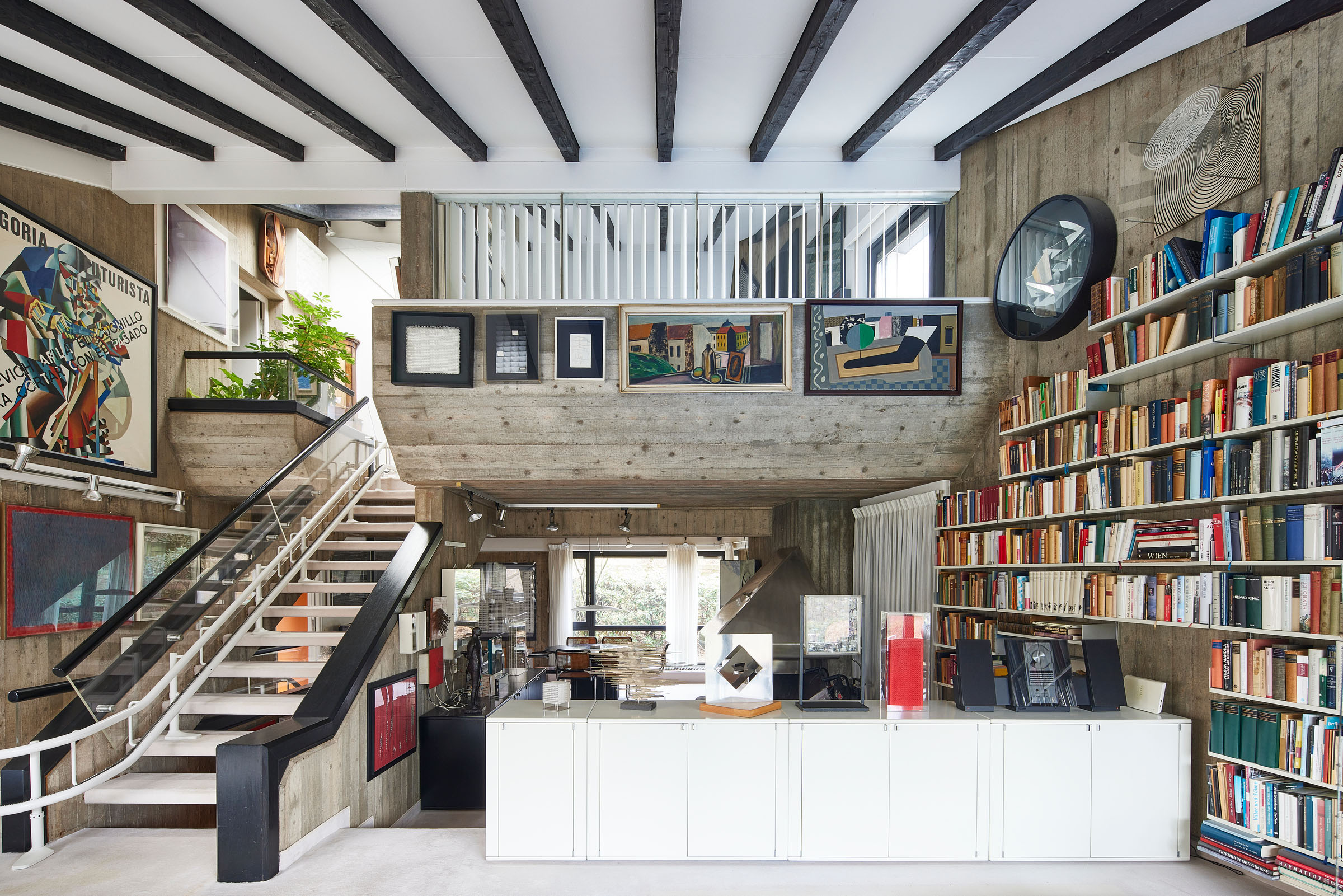 Interior of the Reuter house in Stuttgart, with works by Piero Dorazio, Equipo Cronica, Gunther Uecker and Heinz Mack, offered at Christie's in Paris