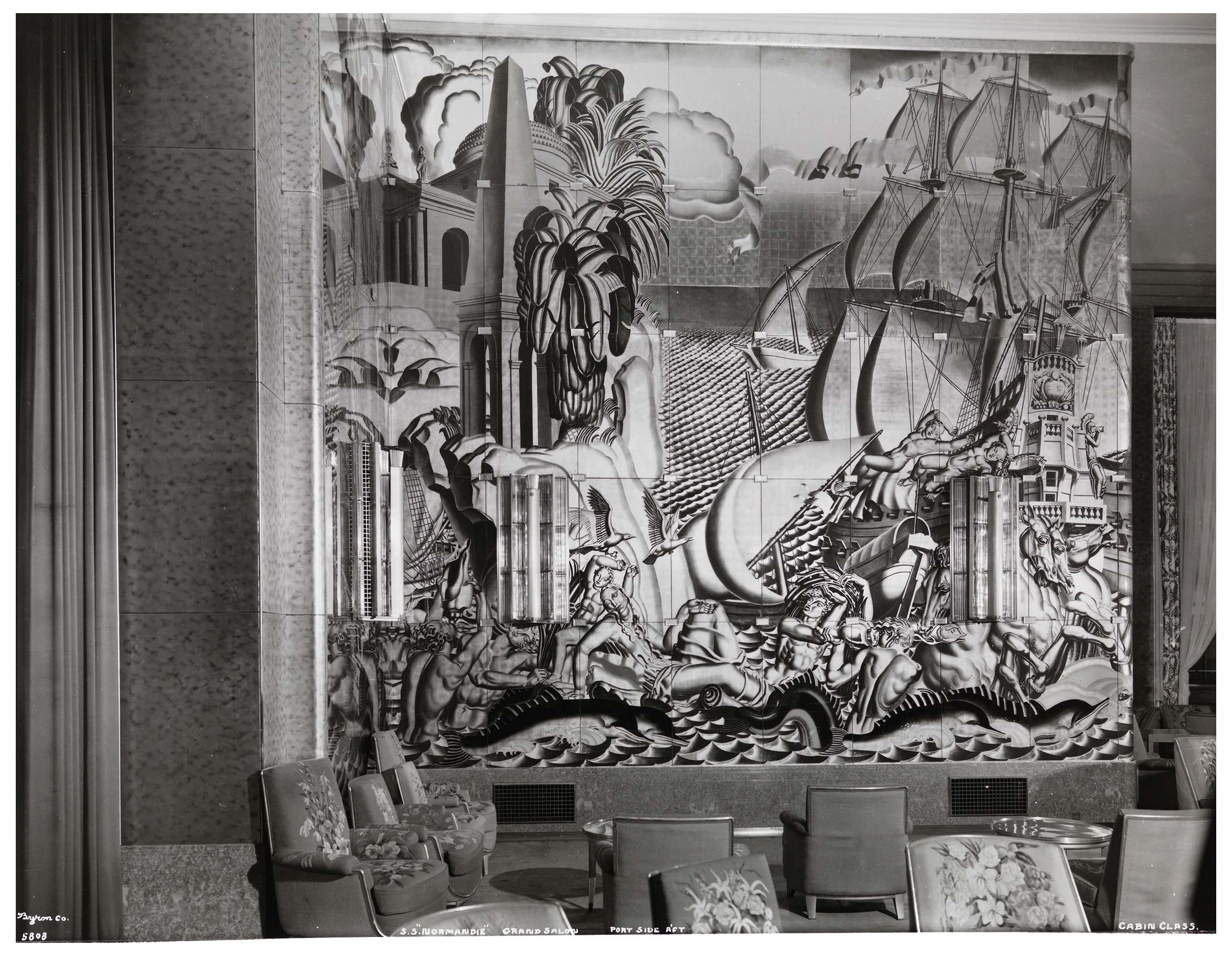 The Chariot of Thetis in verre eglomise in the Grand Salon, circa 1935