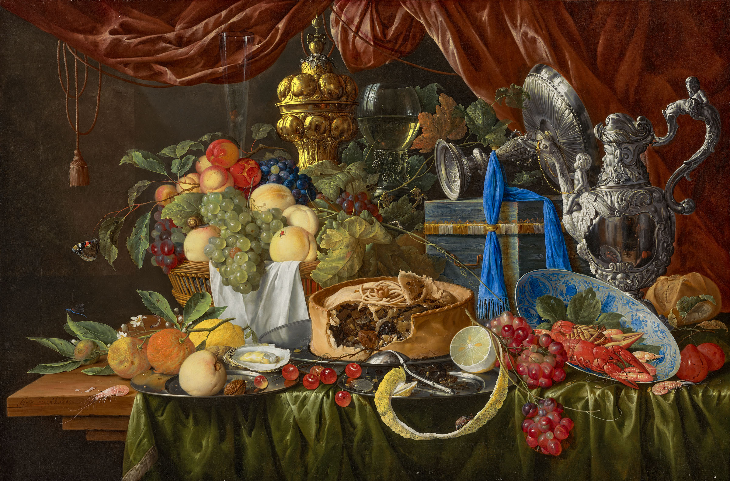 Jan Davidsz. de Heem, A pronk still life with luxurious objects and exotic fruits, 1649, offered in the Old Masters Evening Sale on 1 July 2025 at Christie's in London