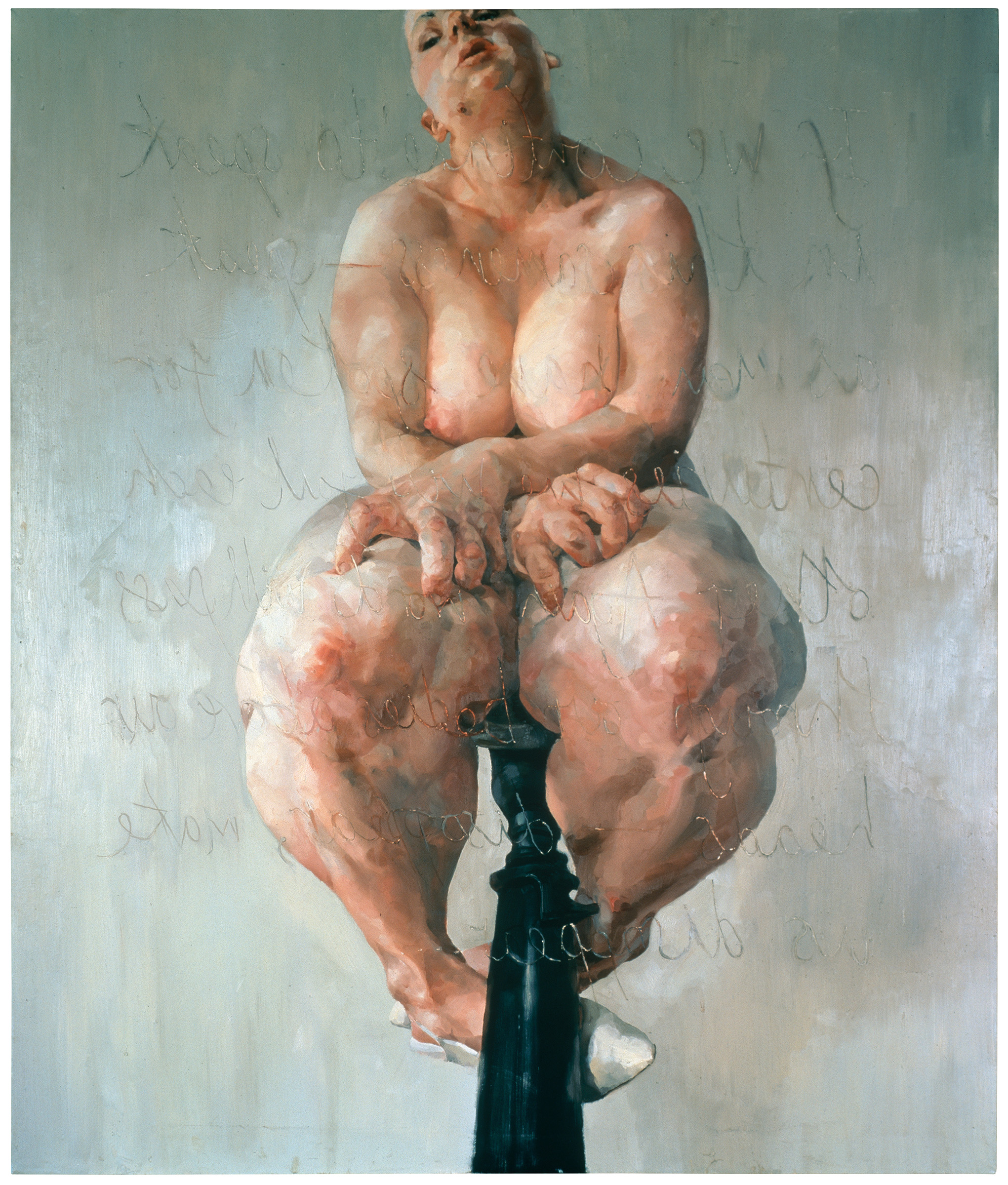 Jenny Saville, Propped, 1992. On view in Jenny Saville: The Anatomy of Painting at the National Portrait Gallery, London