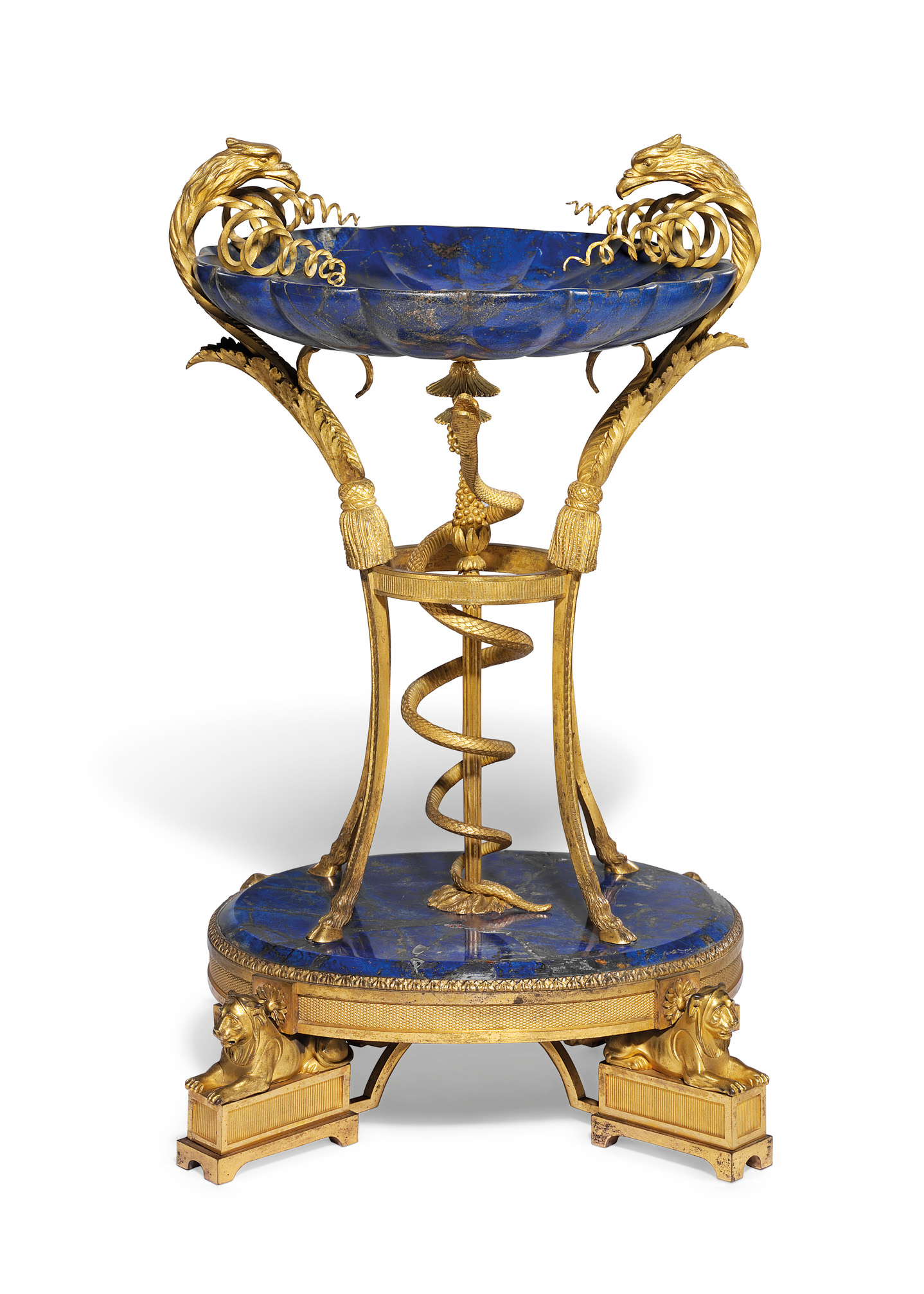 A late Louis XVI ormolu-mounted carved lapis lazuli tazza, circa 1792, offered in The Exceptional Sale on 1 July 2025 at Christie's in London