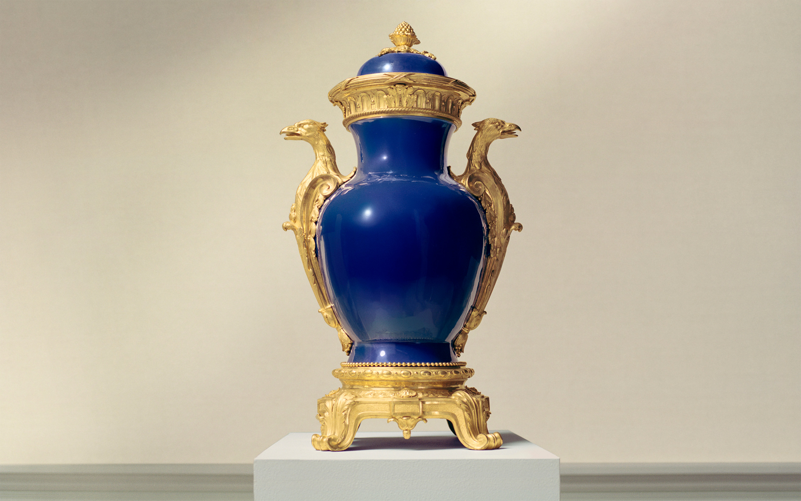 A late Louis XV ormolu-mounted Bleu Turque Chinese porcelain vase and cover, circa 1765-70, offered in The Exceptional Sale on 1 July 2025 at Christie's in London