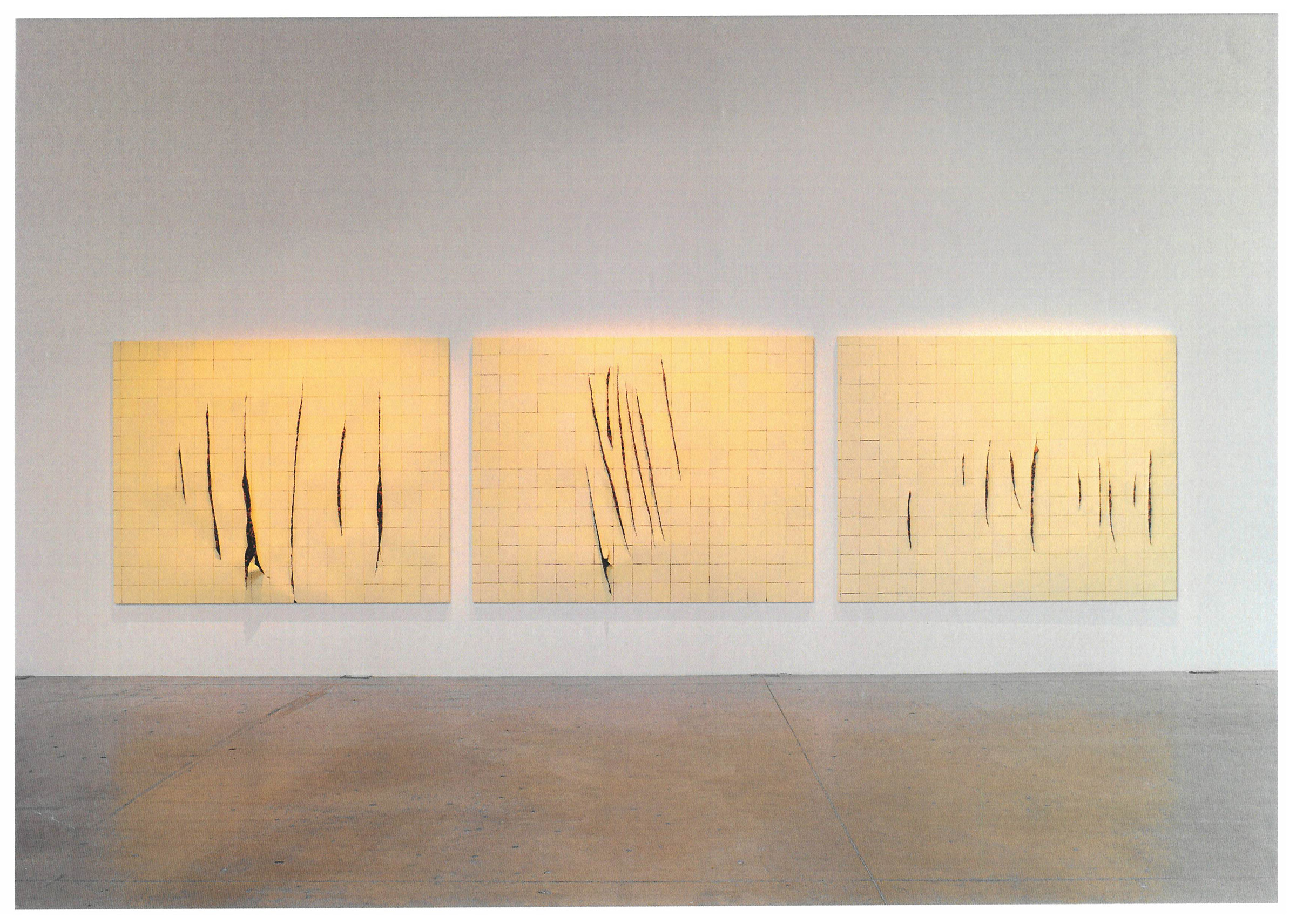 Adriana Varejao, Wall with Incisions a la Fontana (Triptych), 2002, Centro de Arte Moderna Gulbenkian, Lisbon