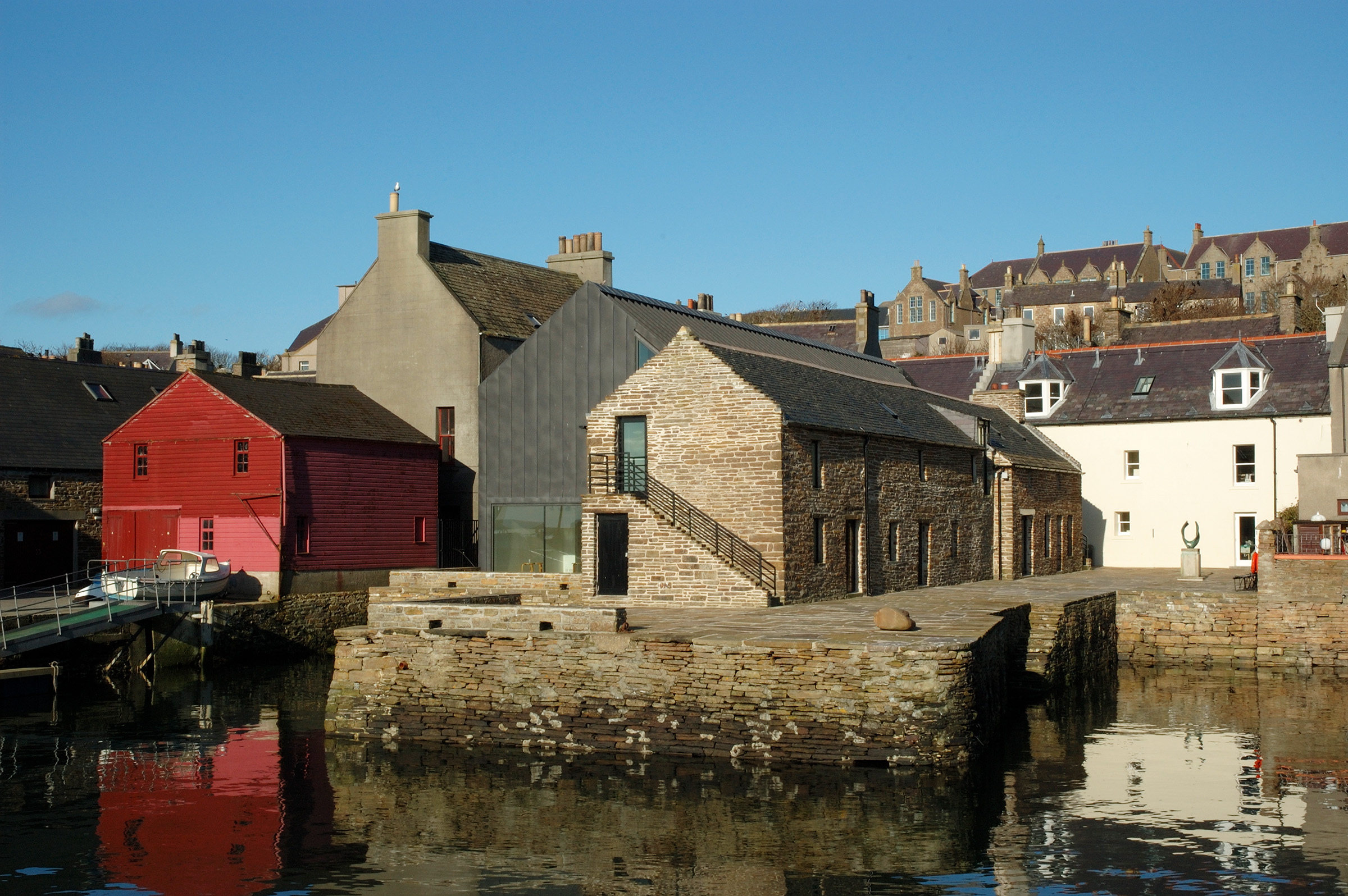 The Pier Arts Centre on the Stromness waterfront in Orkney, Scotland, home to works by Barbara Hepworth, Ben Nicholson, Sean Scully and Olafur Eliasson, among others