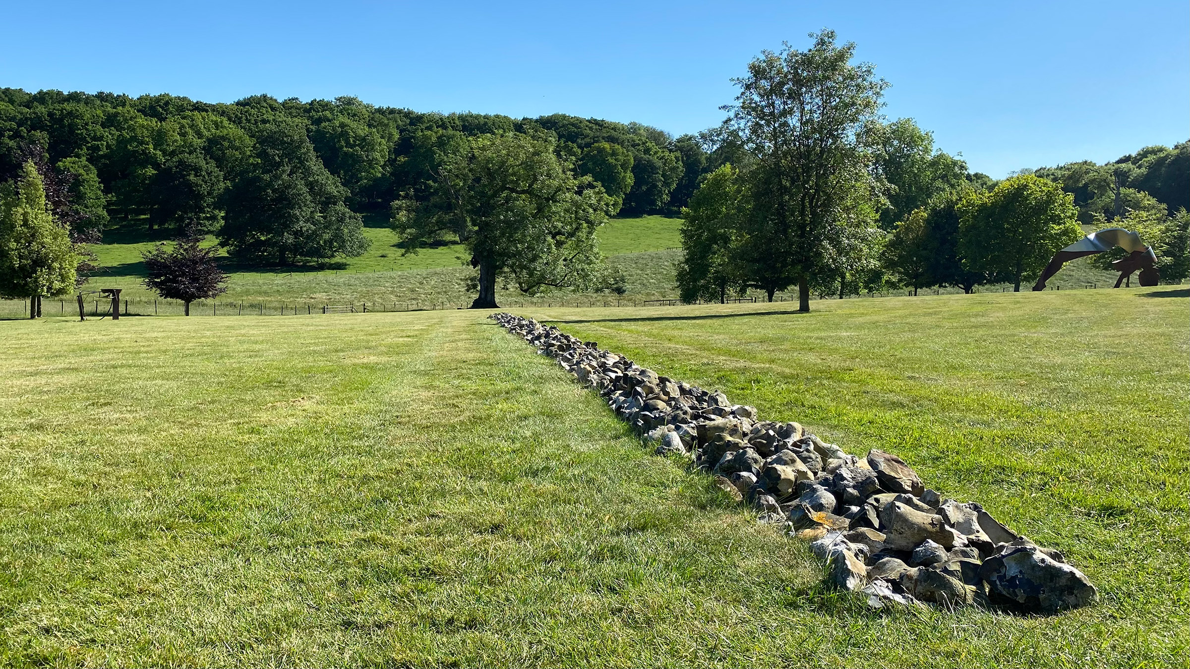 Richard Long, Tame Buzzard Line, 2001, sited at Roche Court Sculpture Park, near Salisbury, Wiltshire