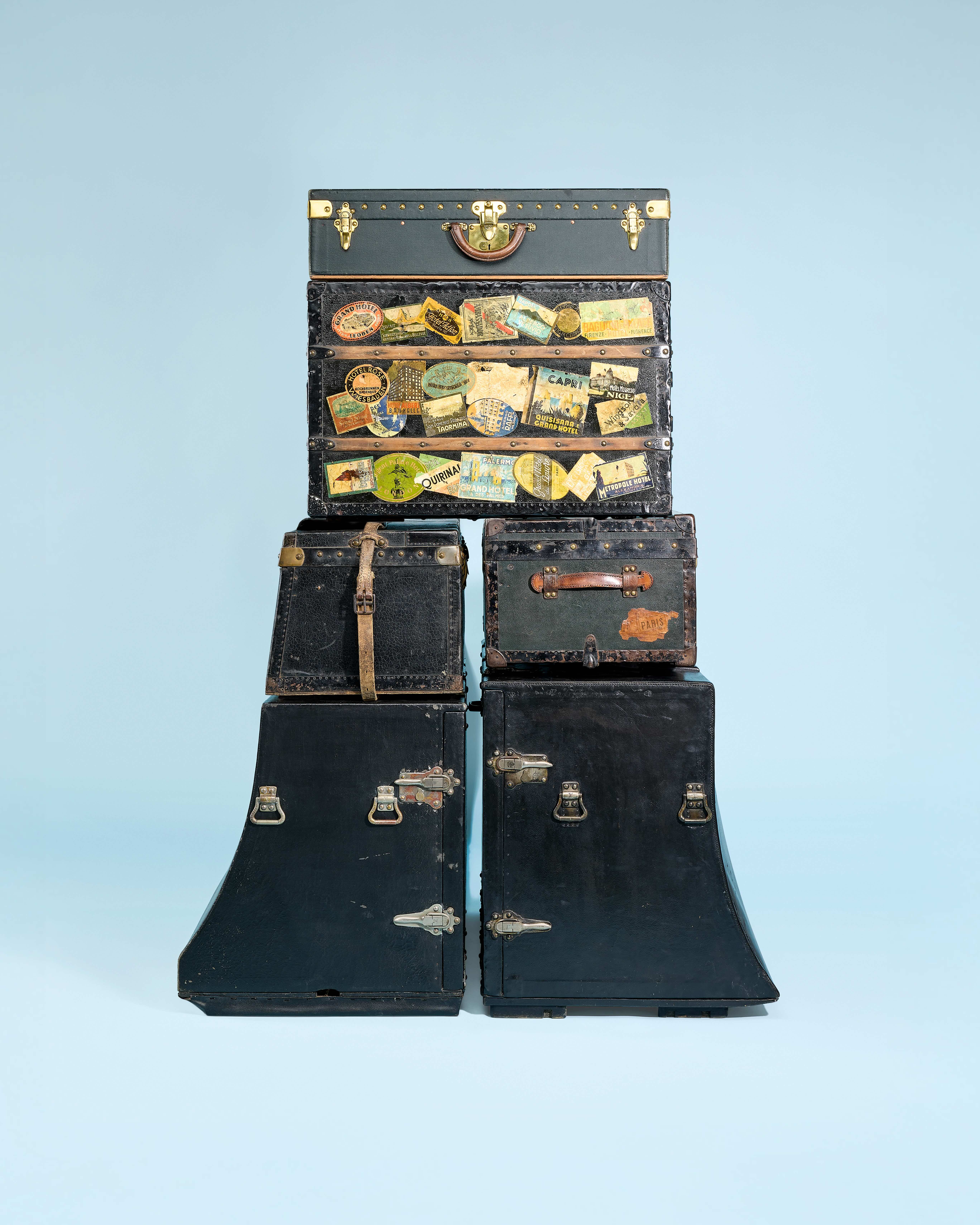 Louis Vuitton trunks offered in Legendary Trunks: A European Private Collection Part II, until 1 July 2025 at Christie's Online