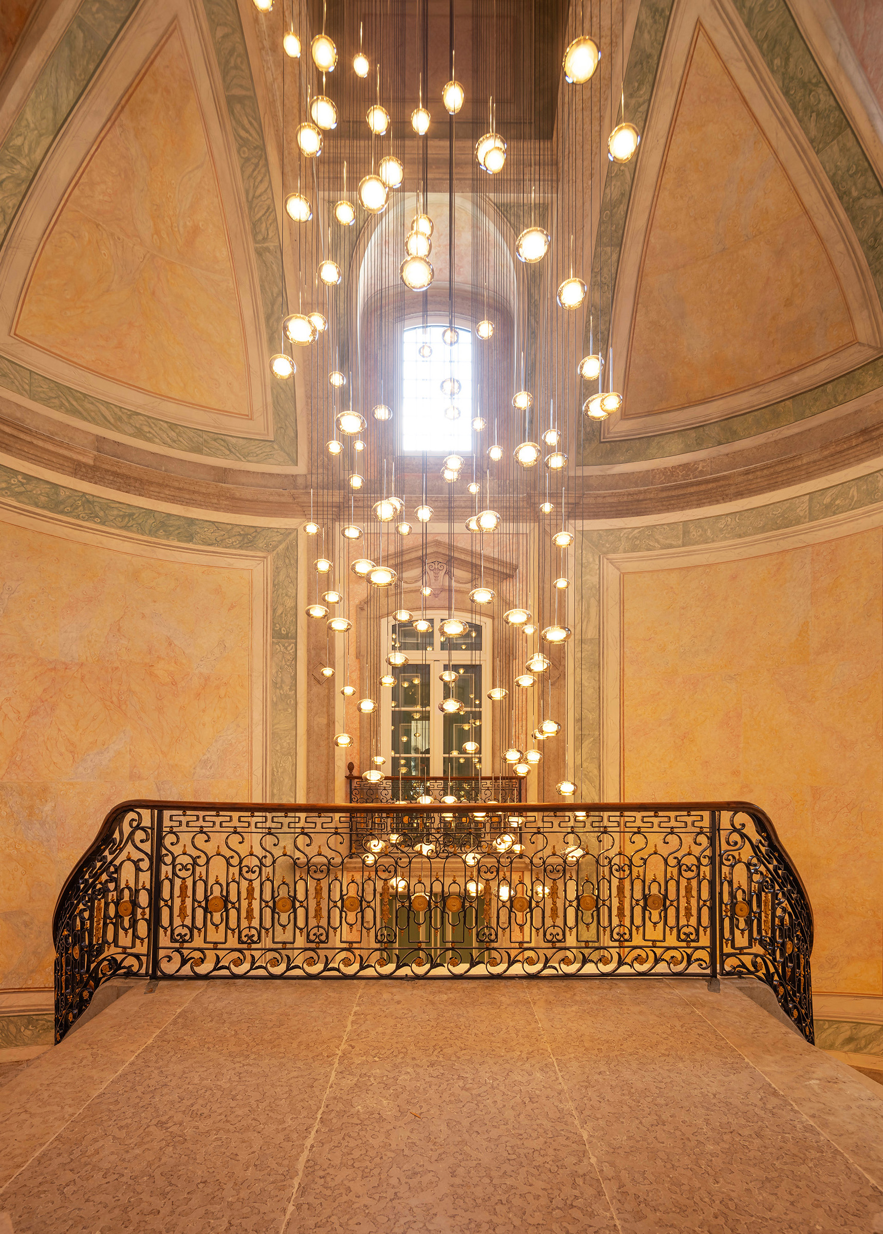 The light installation in the stairwell at the MACAM Hotel is the work of Bybeau, a design studio based in southern Portugal
