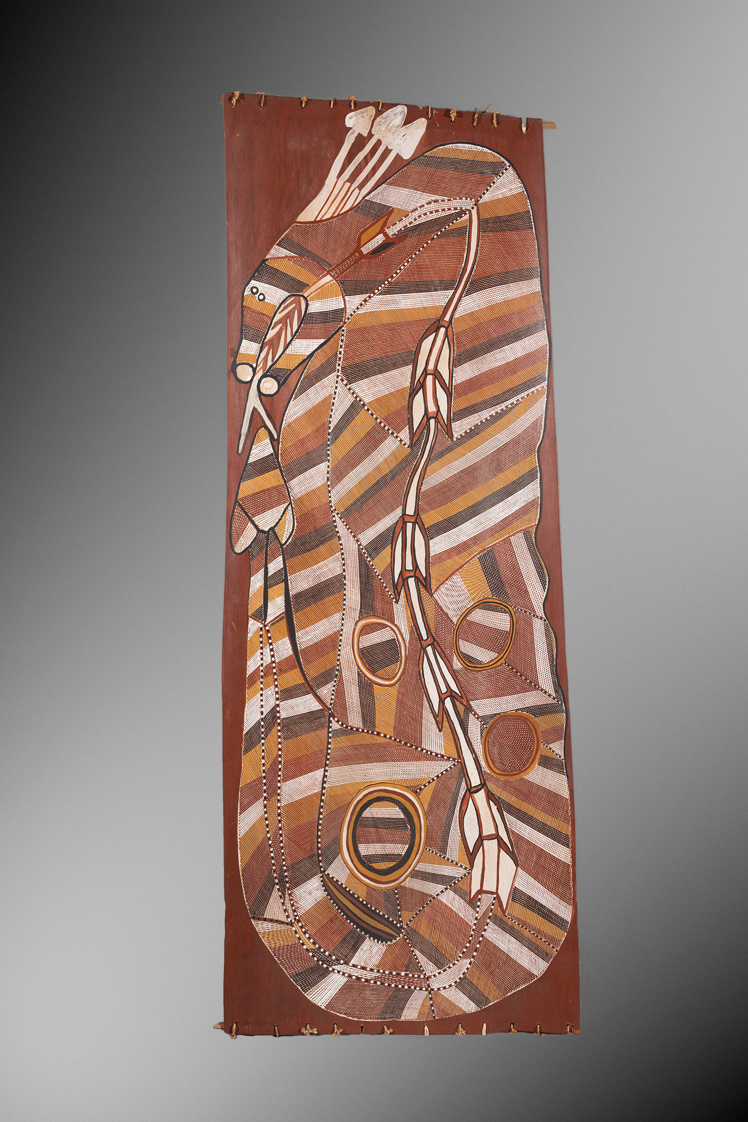 John Mawurndjul, Rainbow Serpent at Godanyal, 1988, at Fondation Opale, Switzerland