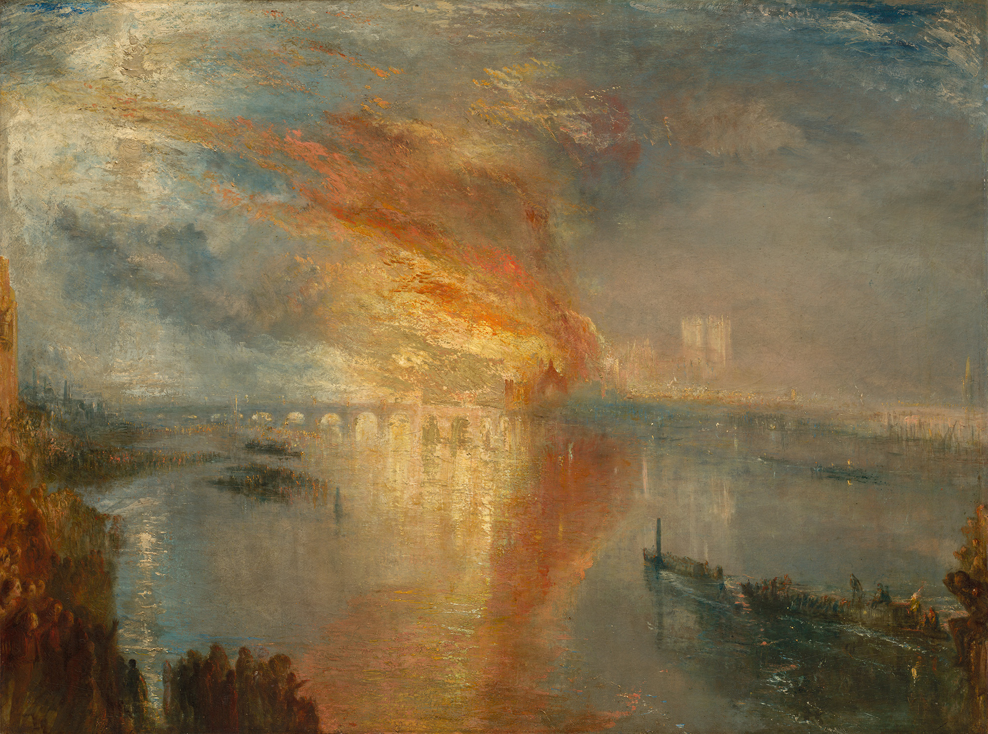 J.M.W. Turner, The Burning of the Houses of Lords and Commons, 16 October 1834, 1835, at Tate Britain, London