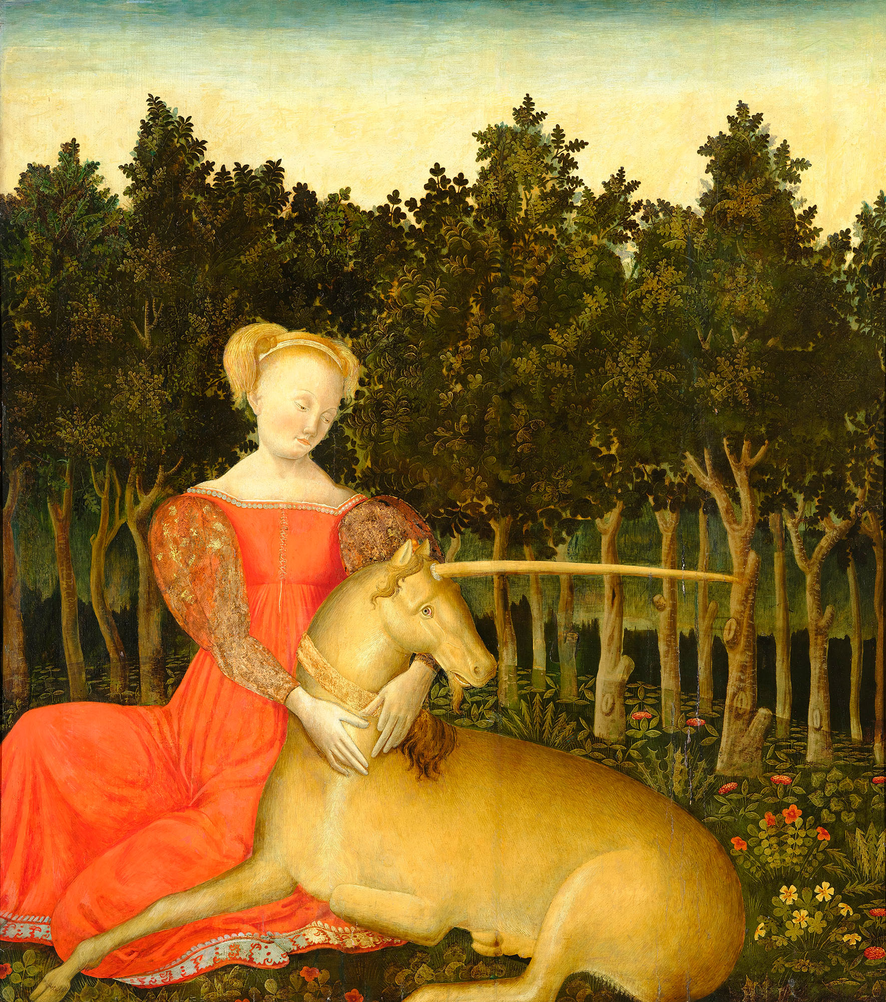 Master of the Story of Helen, Maiden with Unicorn, at Museum Barberini, Potsdam