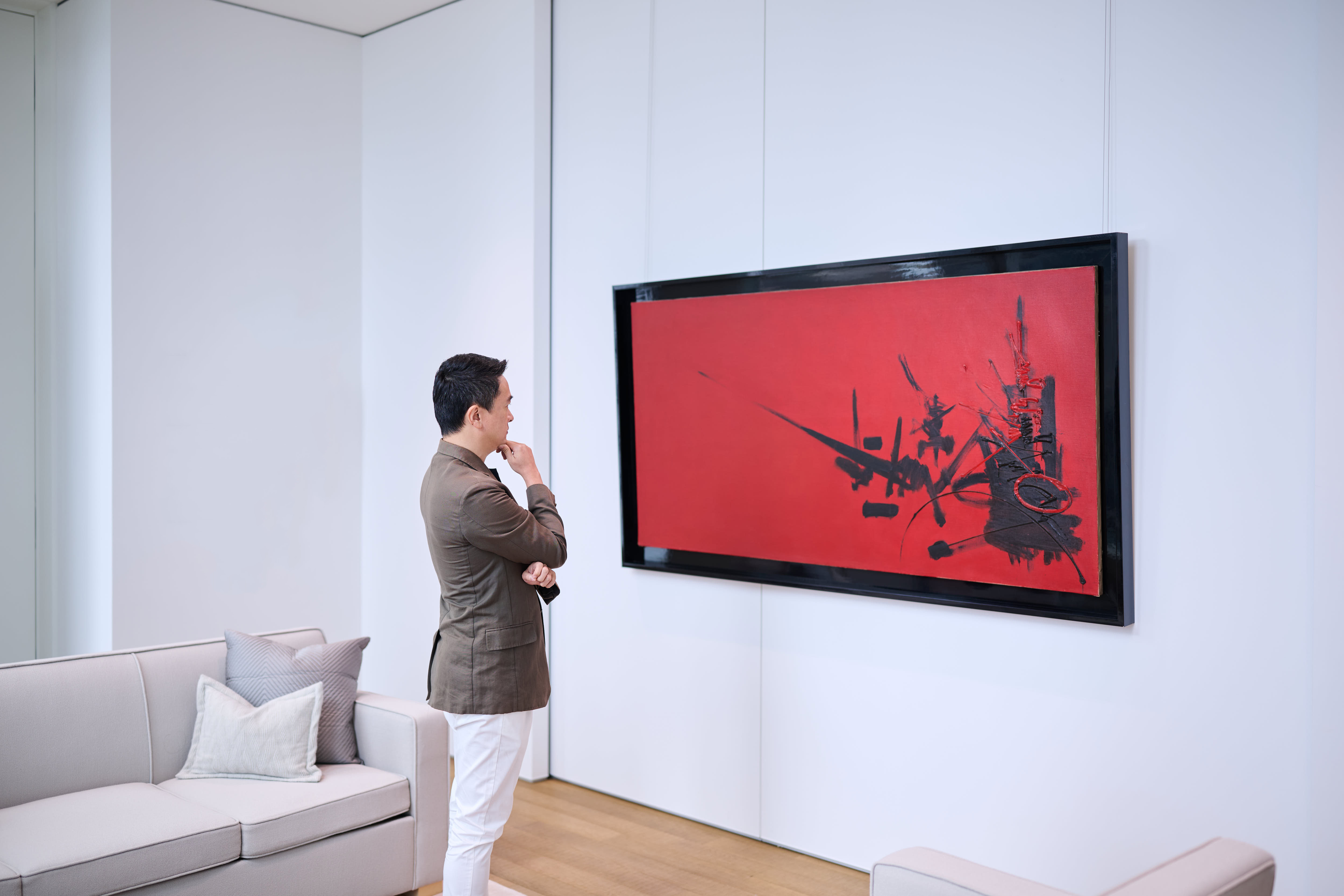李小明與喬治·馬修作品《Dahut》,油彩 畫布,97 x 195公分(38 ¼ x 76 ¾ 英寸),1964年作。藝術作品©Copyright line pending