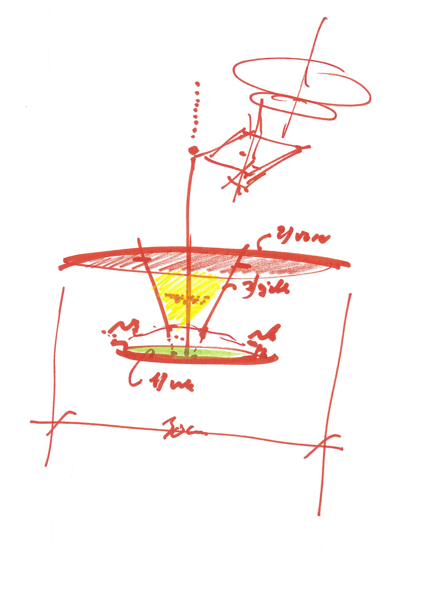 A drawing for La casetta per gli uccellini, 2025, by Renzo Piano. 'The object is primarily designed for birds,' says the architect. 'It must hold enough supplies for them while ensuring easy and safe access'