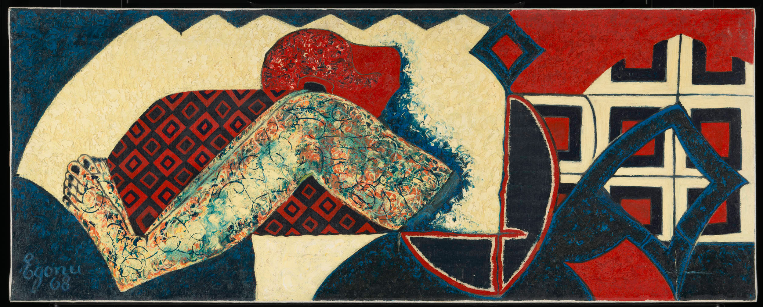 Uzo Egonu, Women in Grief, 1968. In 1949 Egonu enrolled at Camberwell School of Arts and Crafts in London to study painting and typography. He then travelled around Europe before settling in London in 1959, where an encounter with Jacob Epstein confirmed his decision to become an artist
