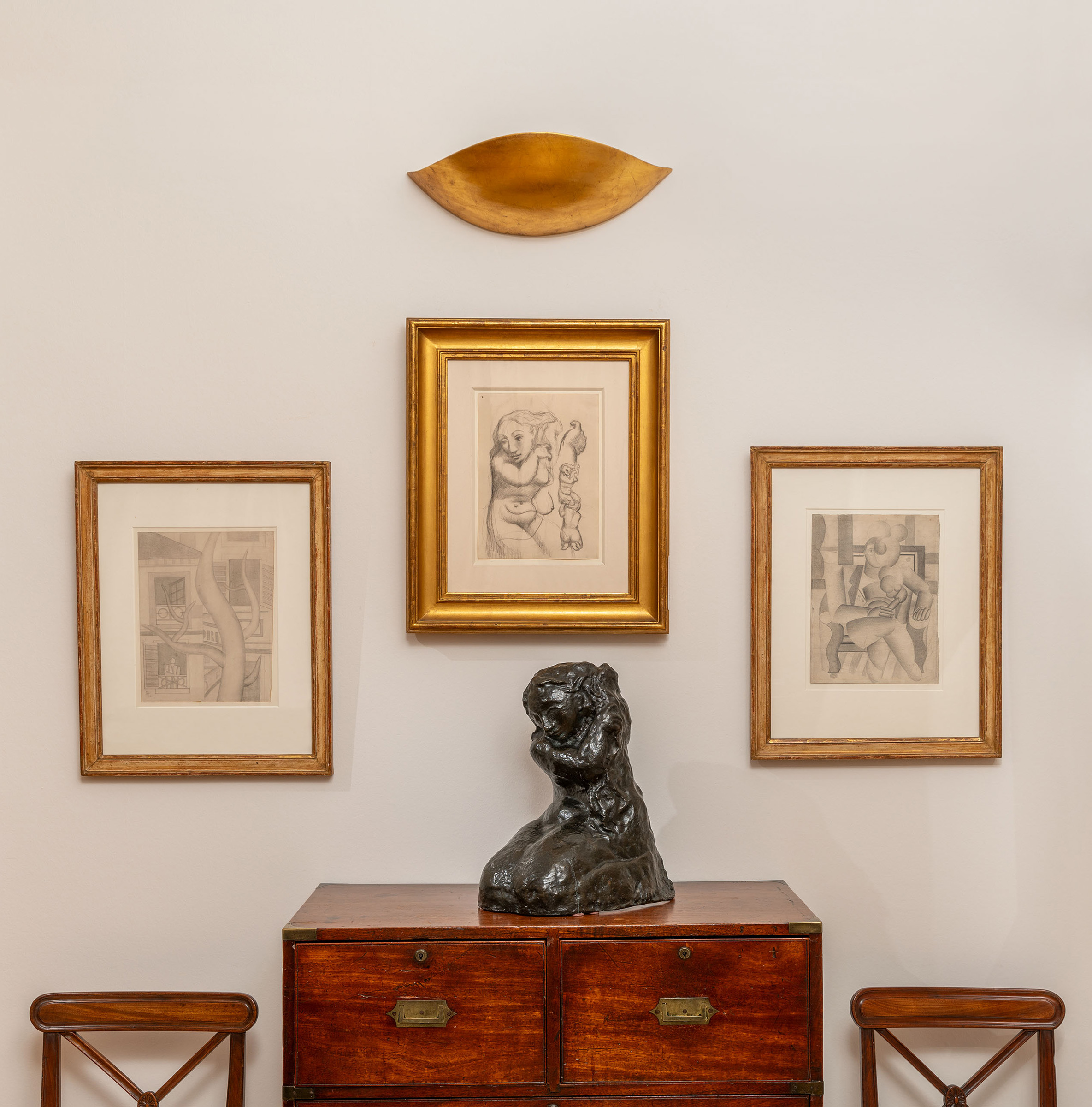 In Hegewisch's Hamburg apartment, left to right: Fernand Leger, Les Maisons, 1922; Pablo Picasso, La Coiffure (Femme se coiffant), 1906; Pablo Picasso, Femme se coiffant, conceived in 1906; Fernand Leger, Le Fumeur, circa 1921. All offered in Spellbound: The Hegewisch Collection, Part I on 16 October 2025 at Christie's in London