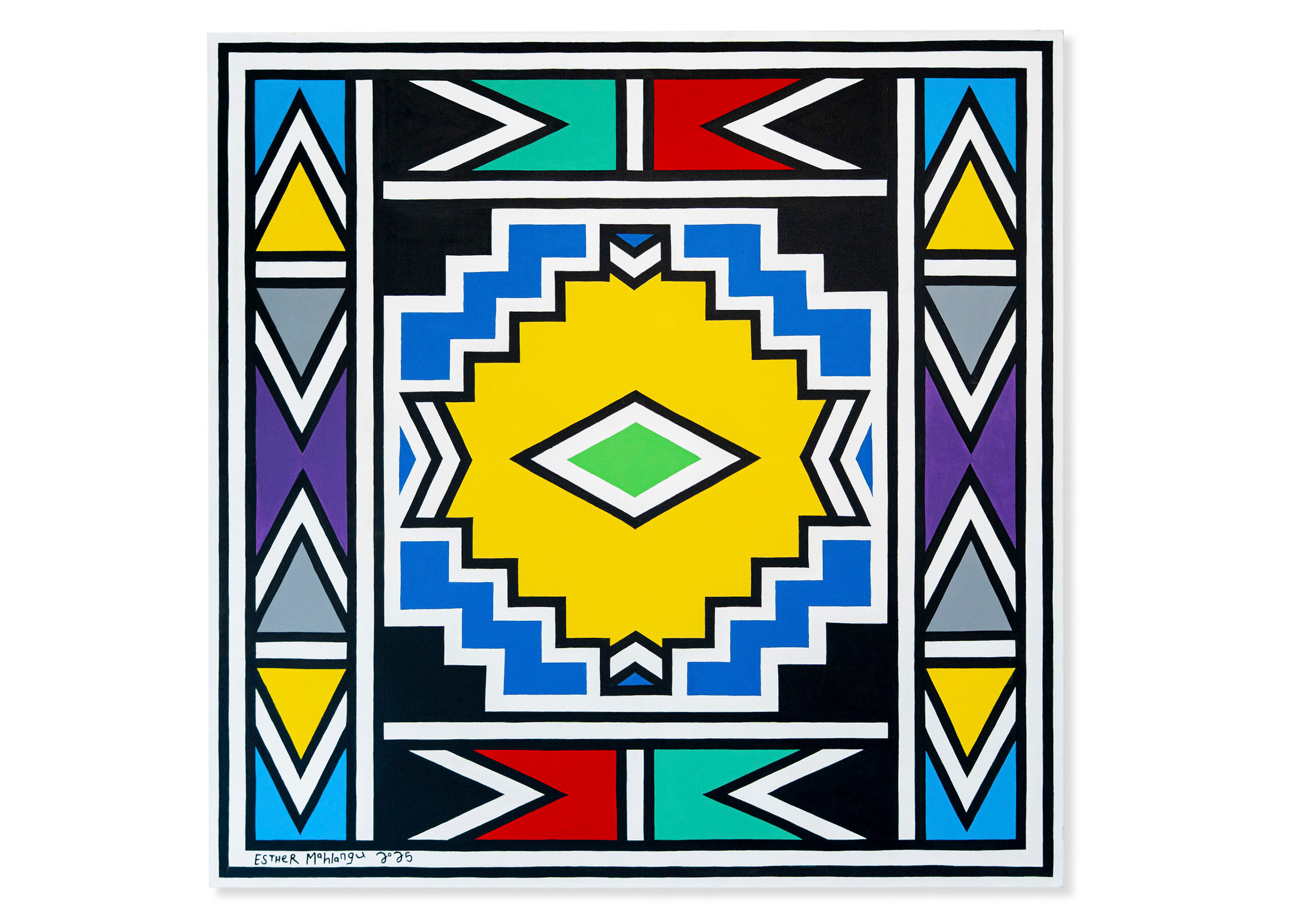 Esther Mahlangu, Ndbele Abstract, 2025, offered in Post War and Contemporary Art Online on 8-22 October 2025 at Christie's Online