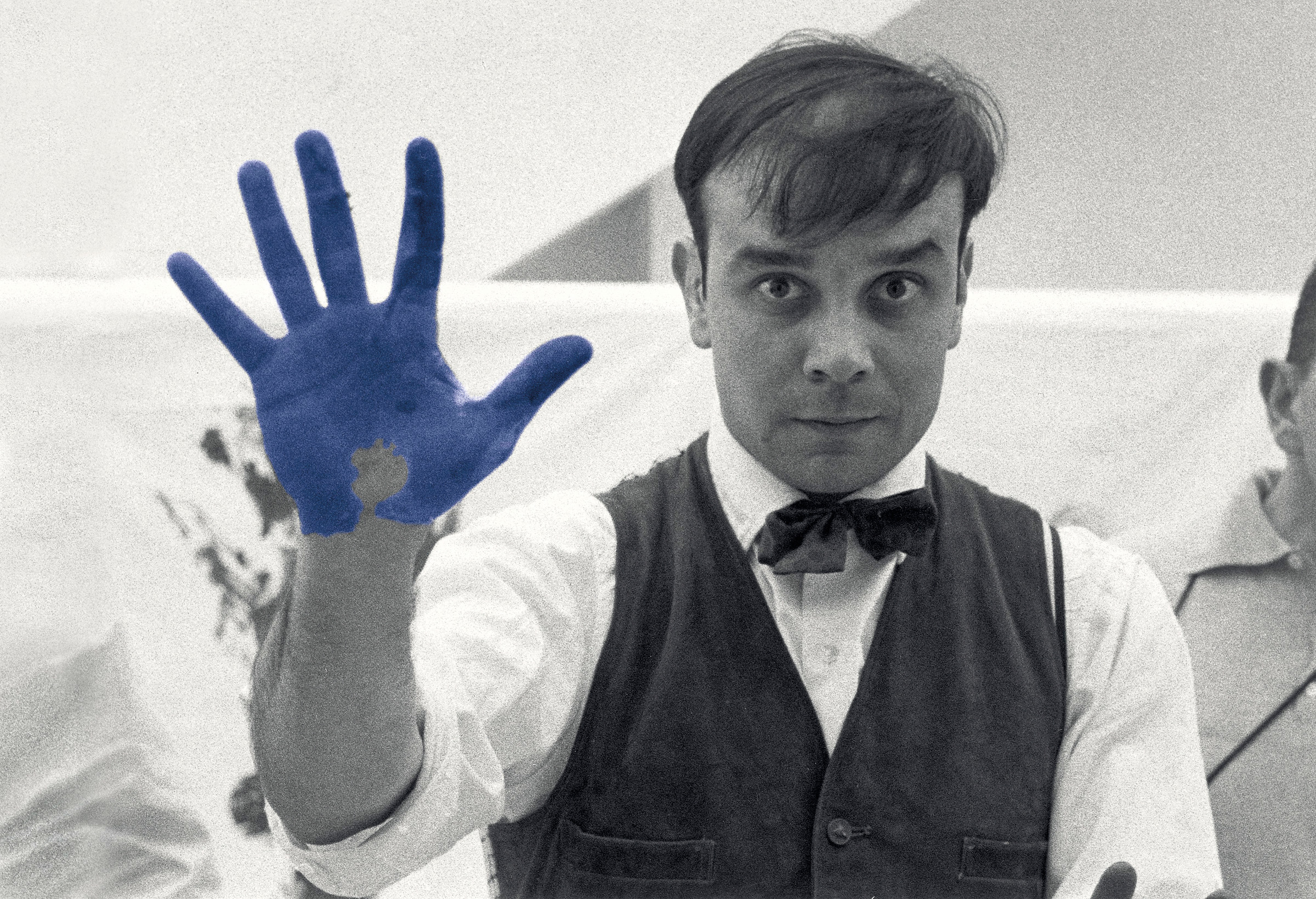 Yves Klein in Dusseldorf, Germany, February 1961, during the making of the documentary The Heartbeat of France, directed by Peter Morley