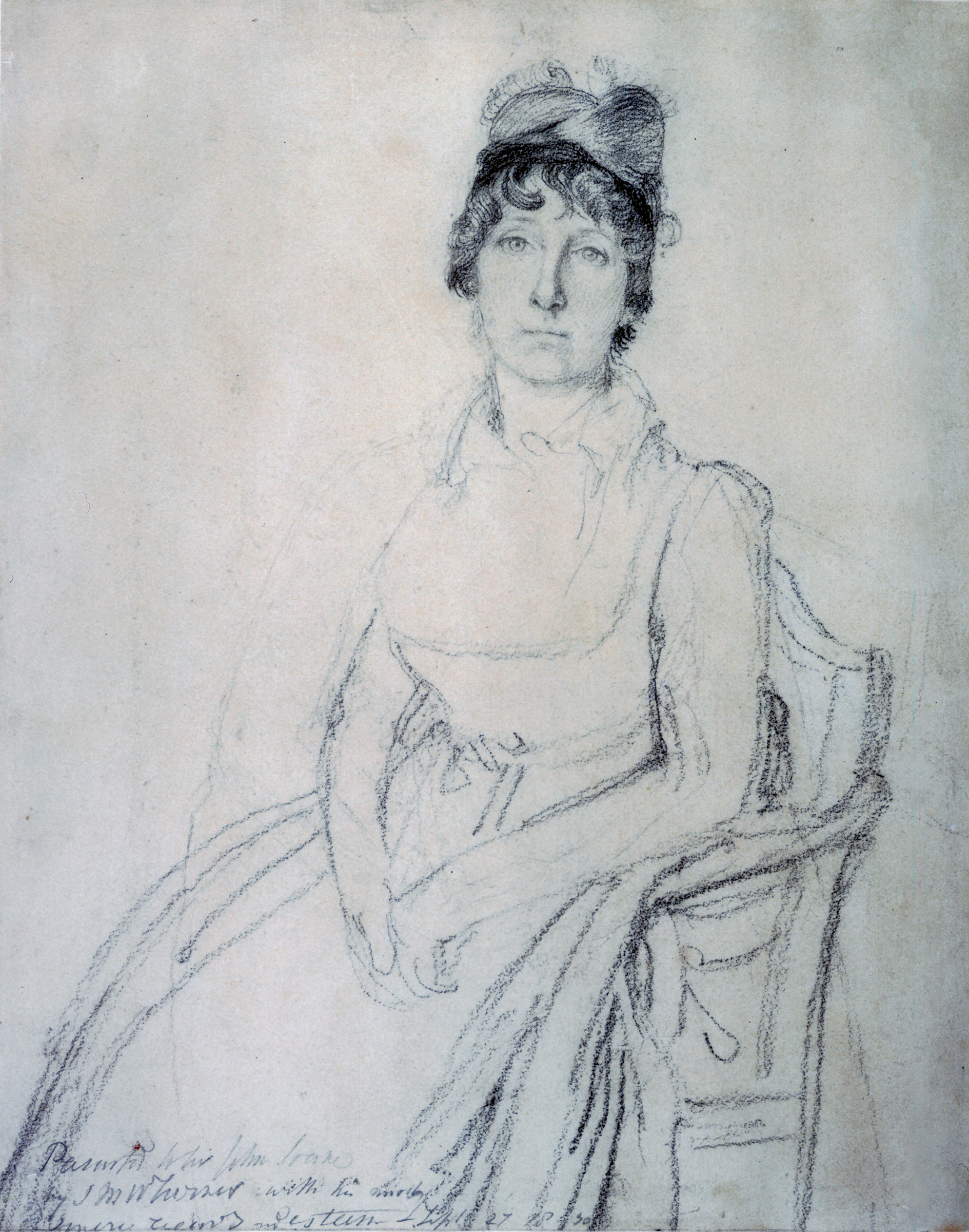 John Flaxman, Portrait of Mrs Soane, 1795-1800. Turner purchased the drawing at Christie's on 16 July 1831 as one of two works - 'Portrait of a Lady, and ditto of a Gentleman' - and presented it to Sir John Soane. It is now in the collection of Sir John Soane's Museum, London