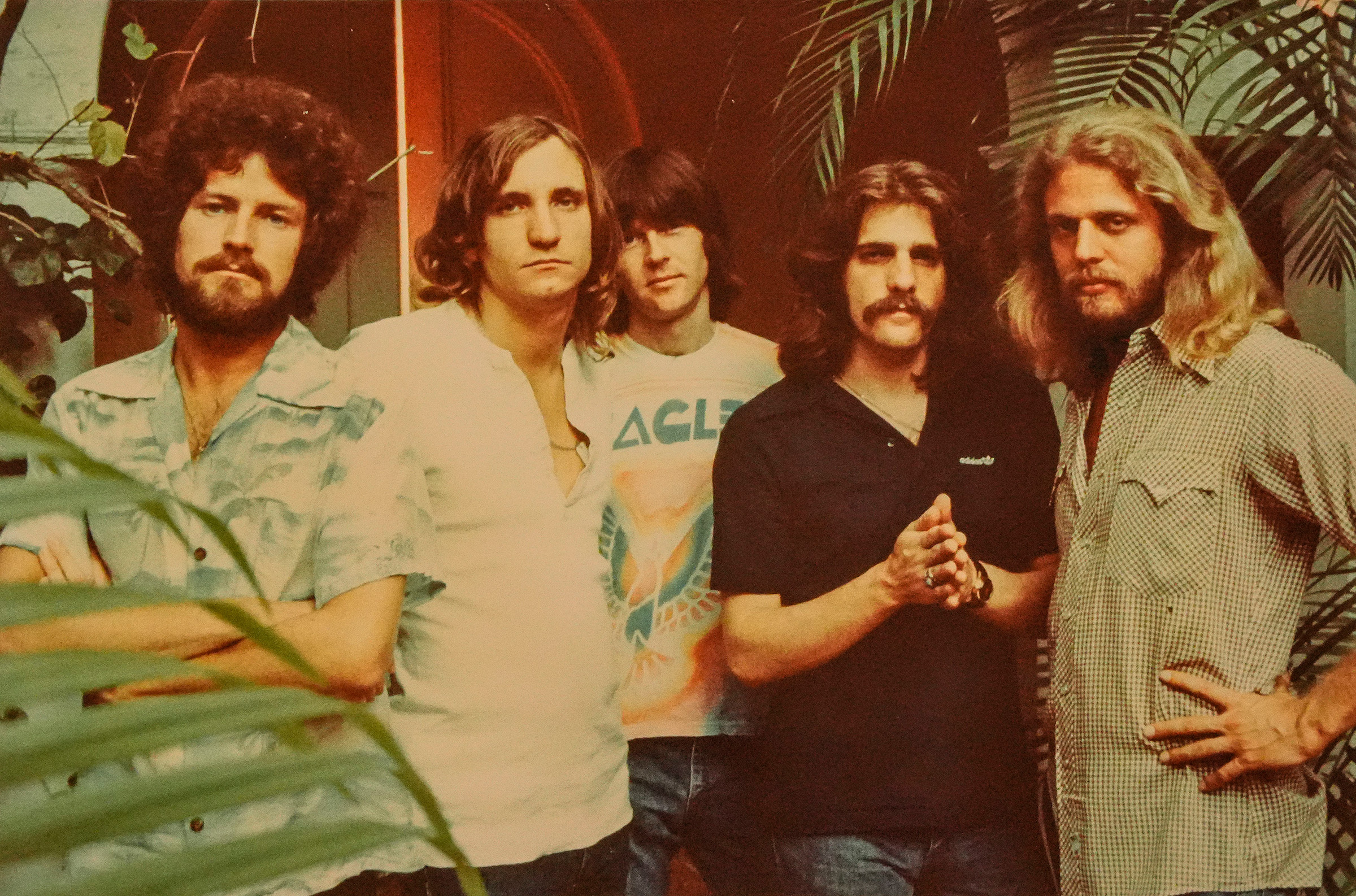 The Eagles, photographed by David Alexander in 1977. From left: Don Henley, Joe Walsh, Randy Meisner, Glenn Frey and Don Felder. 'I know a lot has been said about the conflicts within the band, but I found them all really straightforward and down-to-earth,' says the photographer