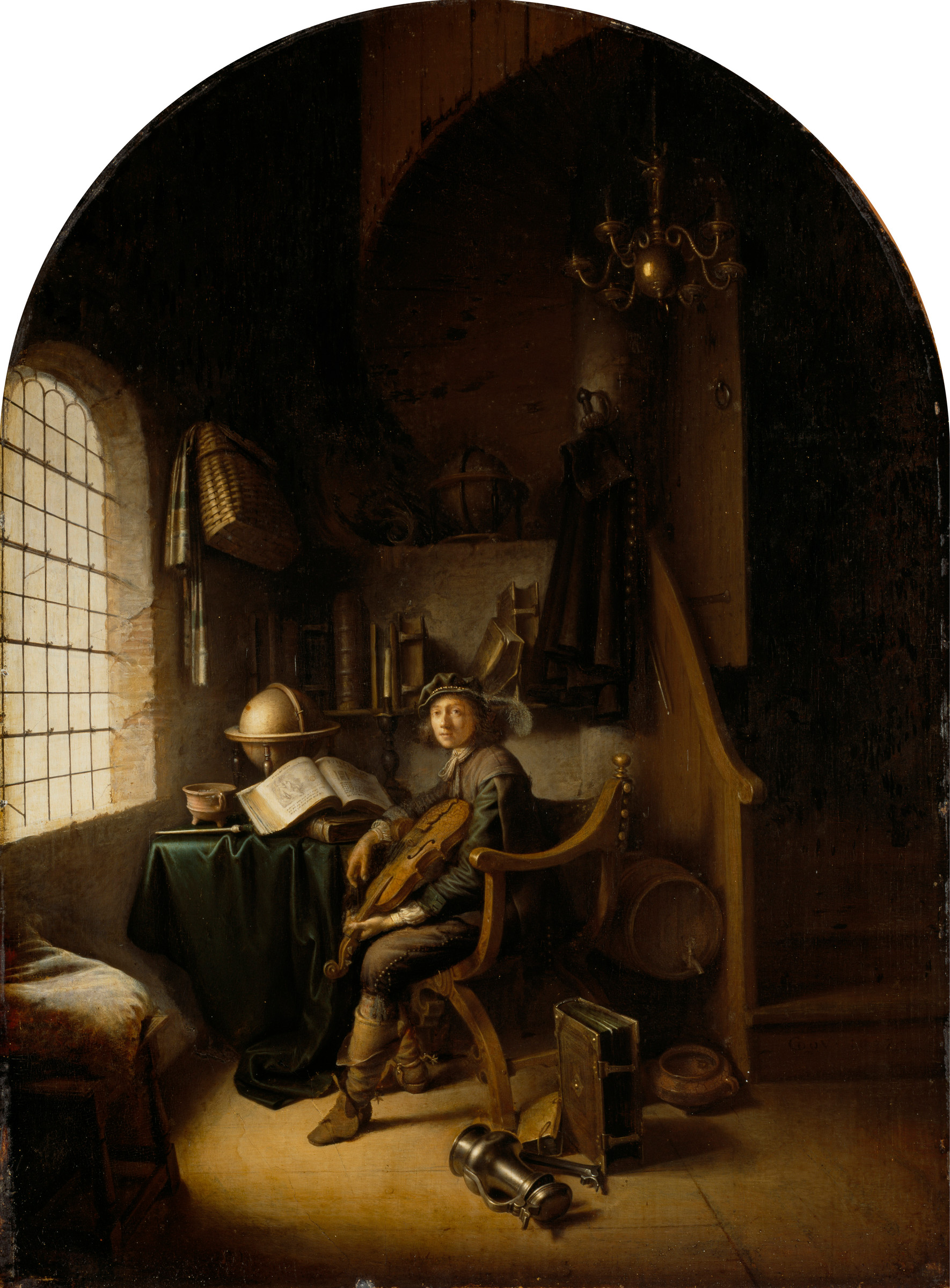 Gerrit Dou, An Interior with a Young Viola Player, 1637, National Galleries of Scotland. This painting depicts the same sitter as The Flute Player, though his identity is unknown