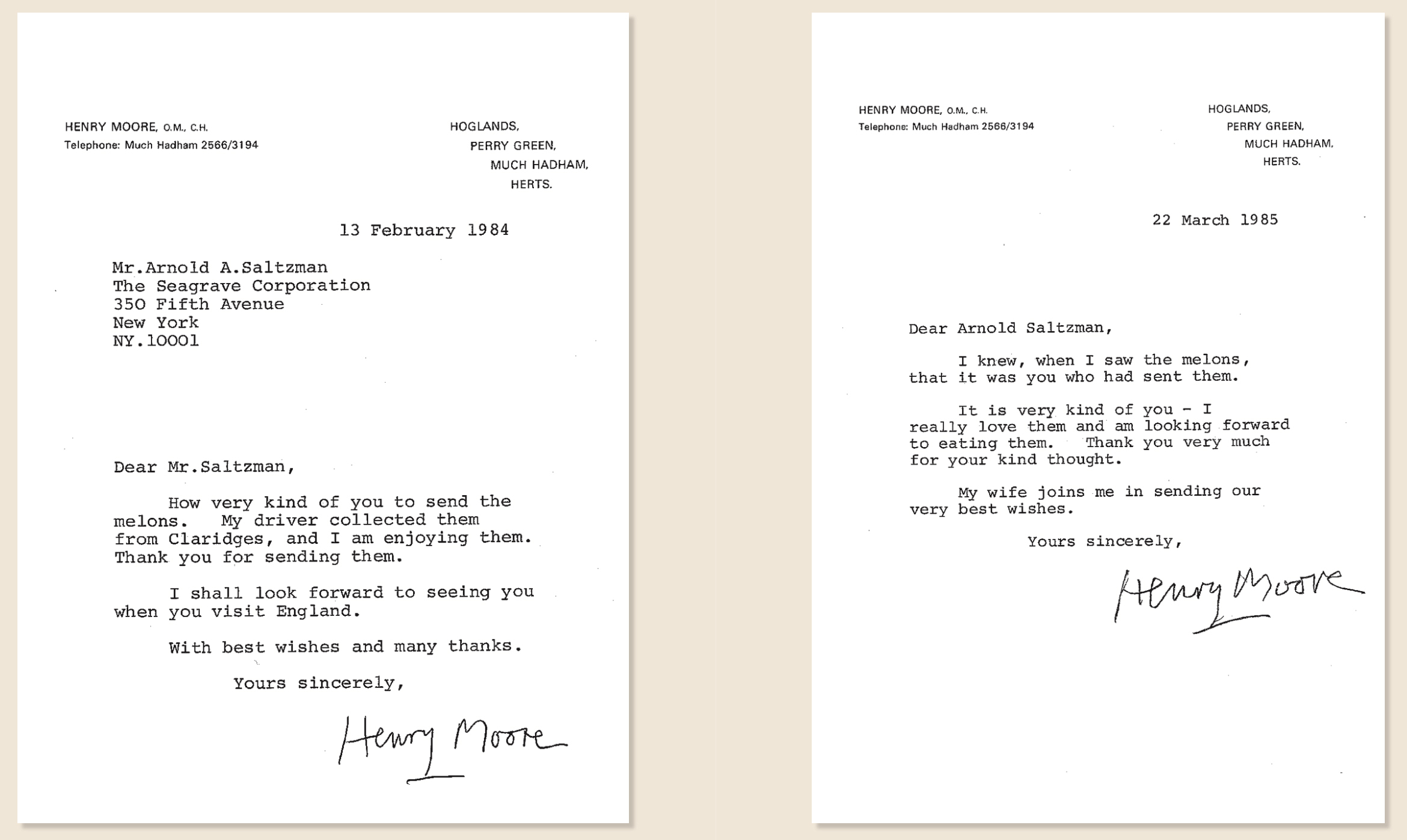 Henry Moore letters