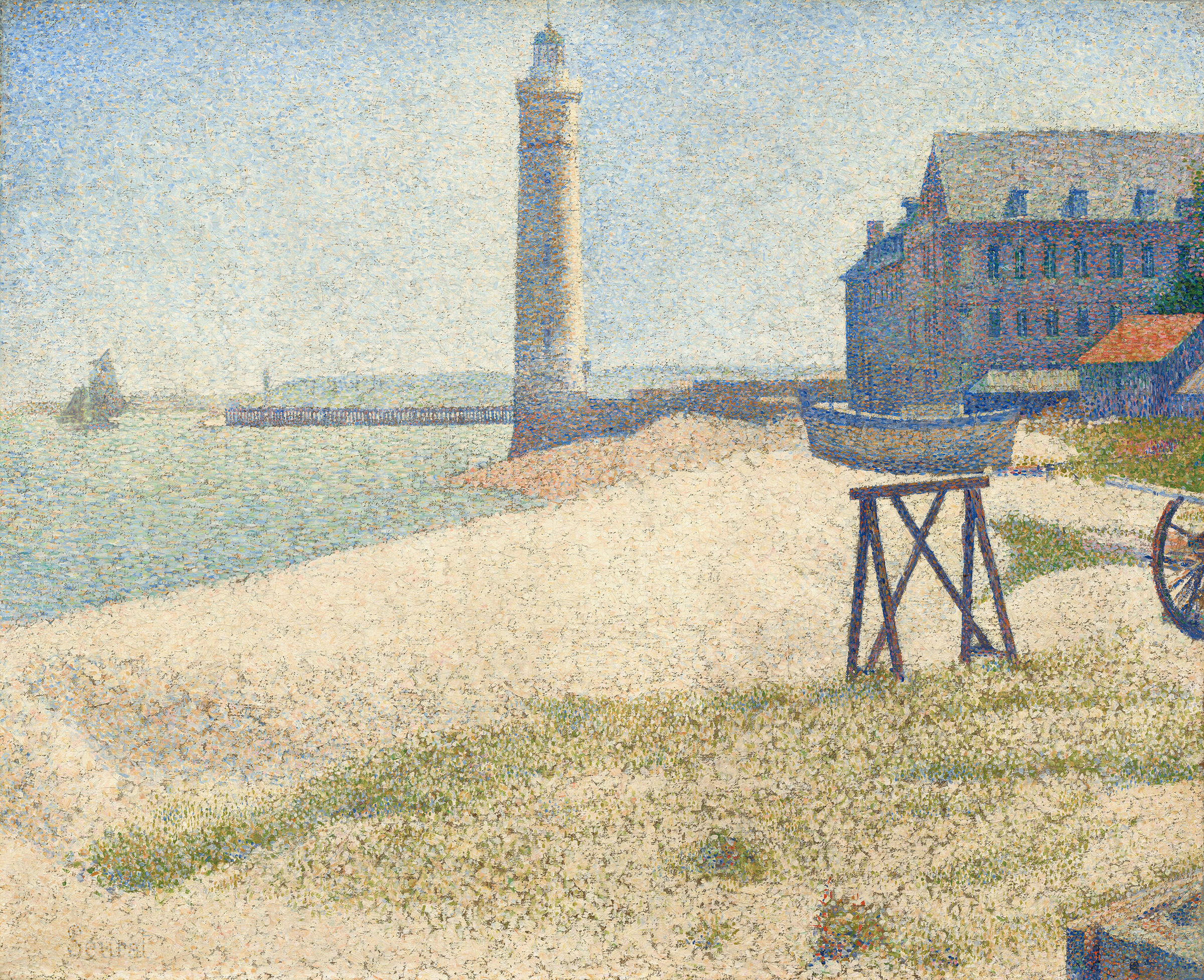 Georges Seurat, The Lighthouse at Honfleur, 1886, on show in Seurat and the Sea at the Courtauld Gallery, London