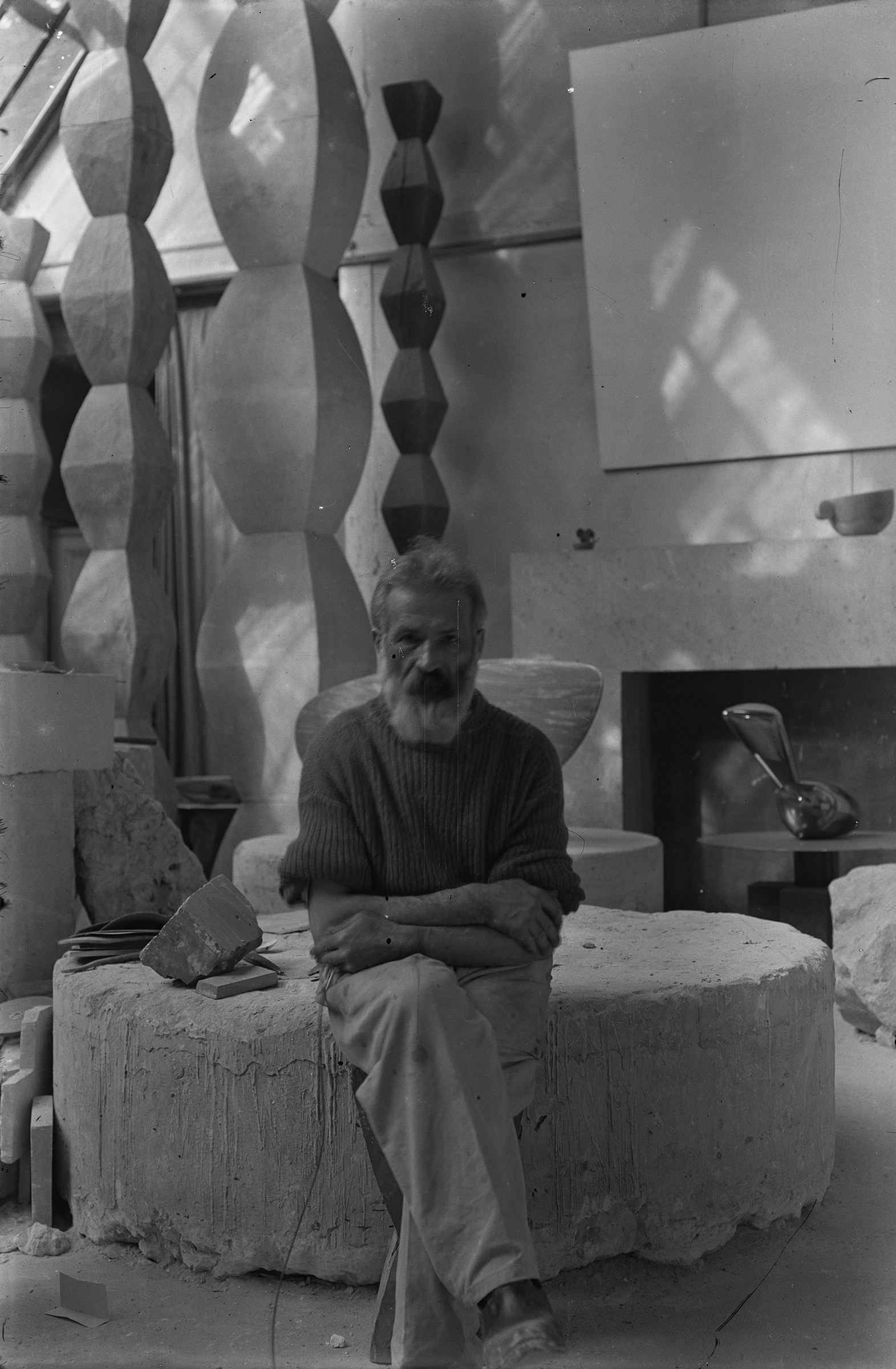 Constantin Brancusi, Self-portrait in studio, circa 1934, on show in Brancusi at the Neue Nationalgalerie, Berlin