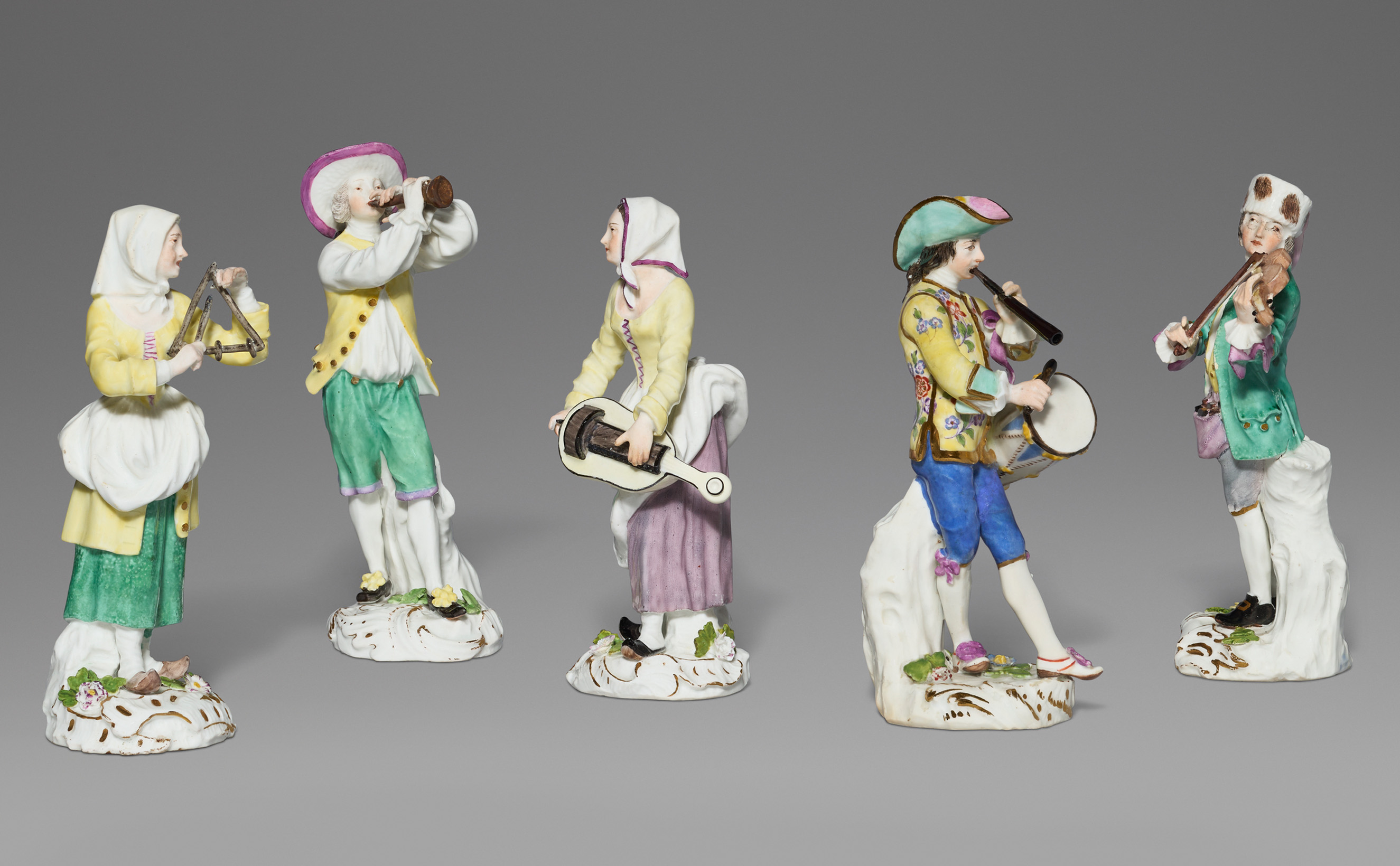 Two Meissen porcelain groups and a figure of Harlequin, all circa 1740s, offered in Meissen Figures and Snuff-boxes from the Collection of Franz E. Burda until 25 September 2024 at Christie's Online