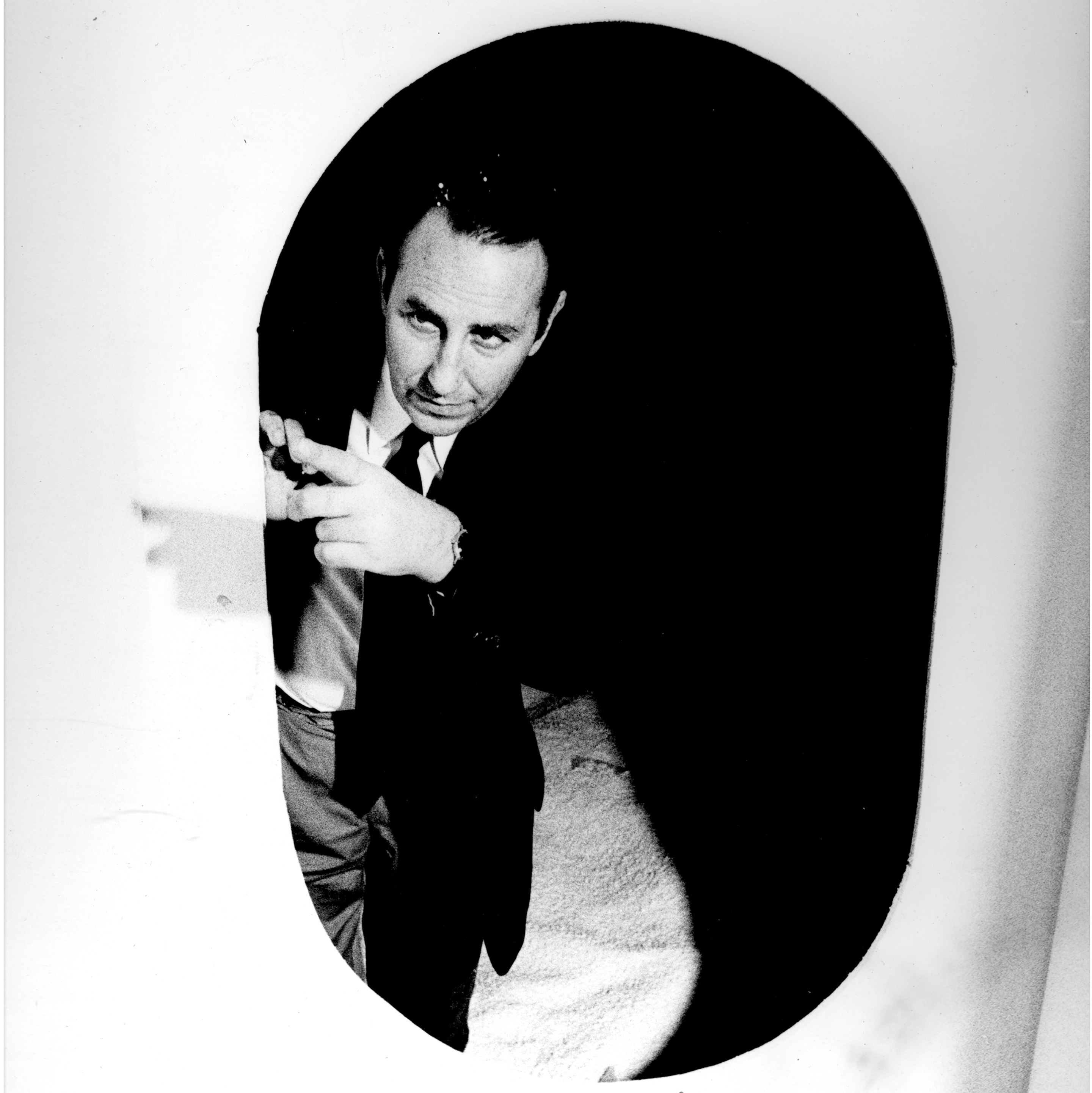 Fabio Mauri inside his immersive art installation Luna, in Rome, 1968