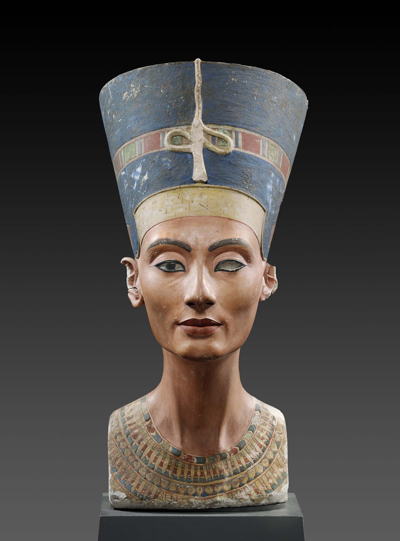 The ancient Egyptian bust of Queen Nefertiti, dating from the 18th Dynasty (circa 1351-1334 B.C.), is among the most highly prized treasures of the Neues Museum