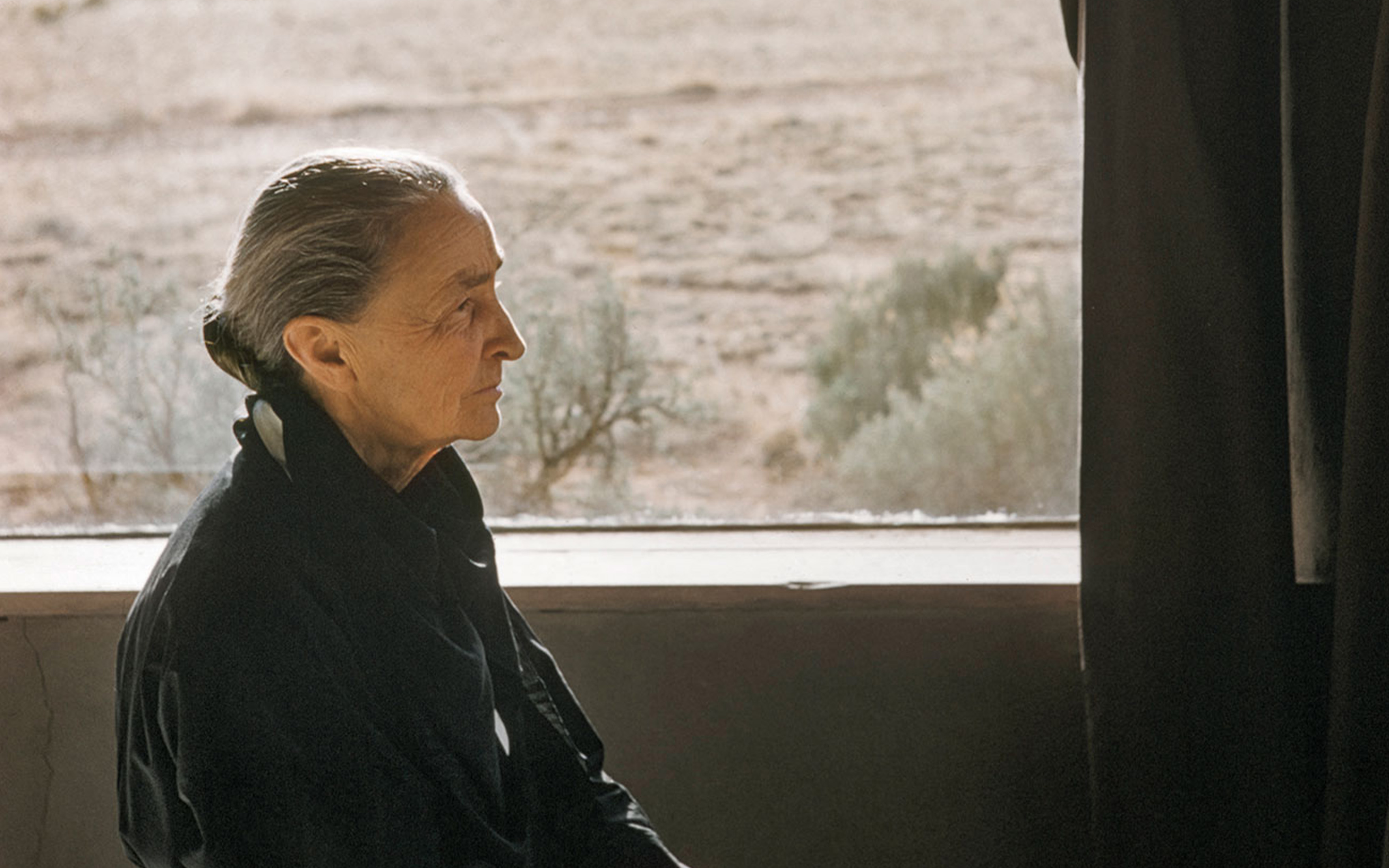 Georgia O'Keeffe photographed at Ghost Ranch in New Mexico, around 1960