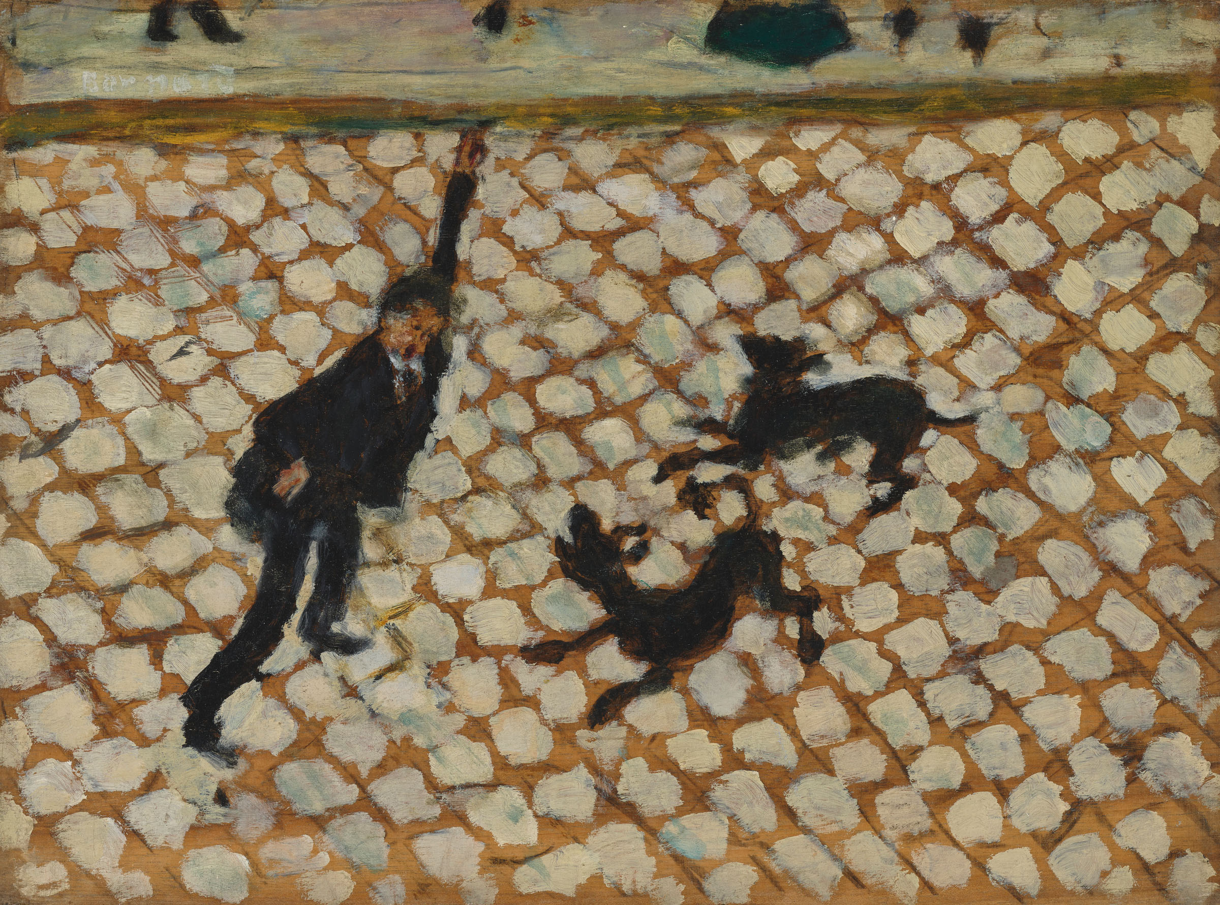 Pierre Bonnard, La Rue. Homme aux prises avec deux chiens, circa 1895, offered in Dans l'intimite de Pierre Bonnard: Collection Claude Terrasse on 14 April 2026 at Christie's in Paris