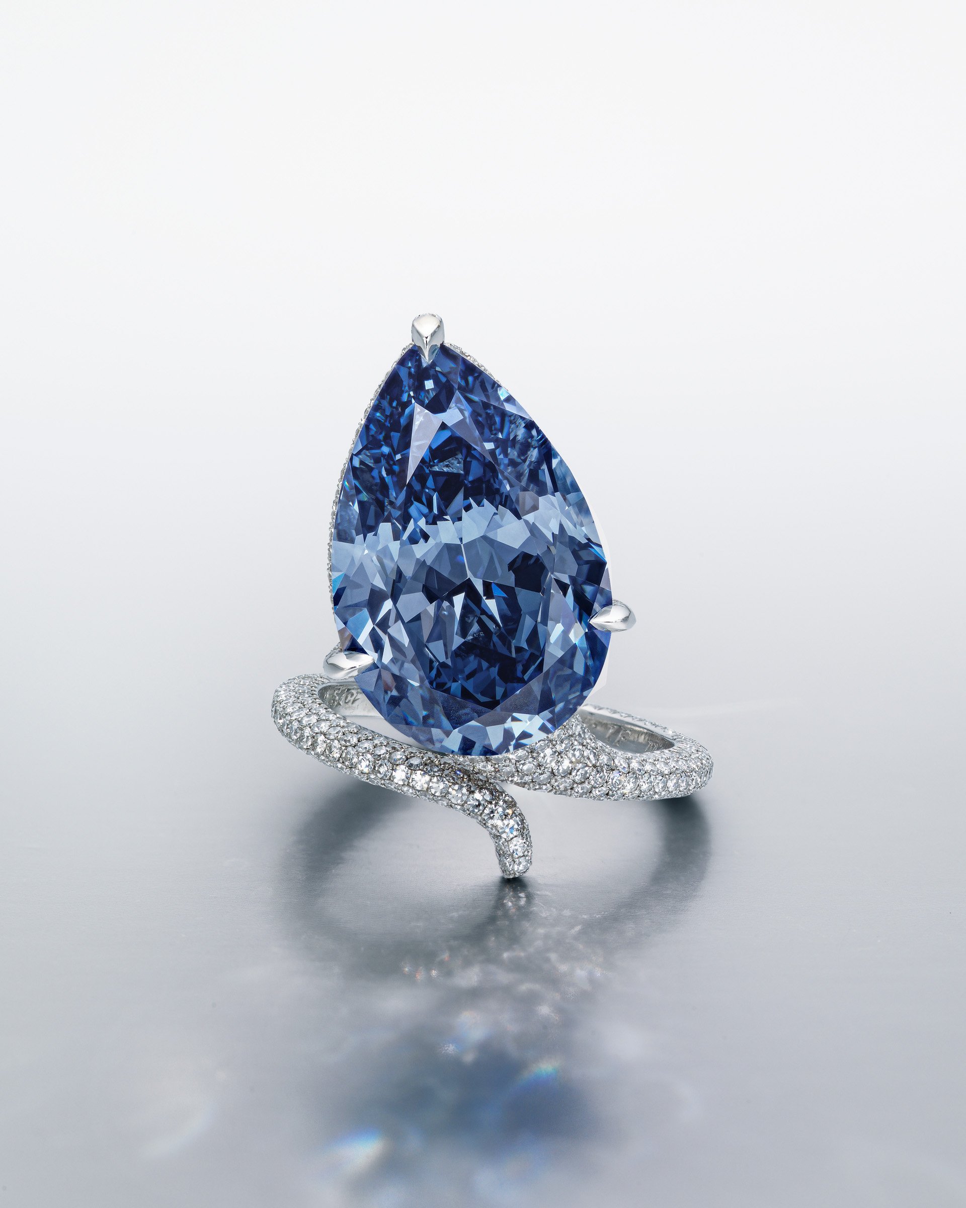The Mellon Blue. On its second appearance at Christie’s, the pear-shaped, 9.51-carat blue diamond was hailed by Fawcett as 'one of the finest coloured stones ever to appear on the market', sold for CHF 20,525,000 on 11 November 2025 at Christie's in Geneva