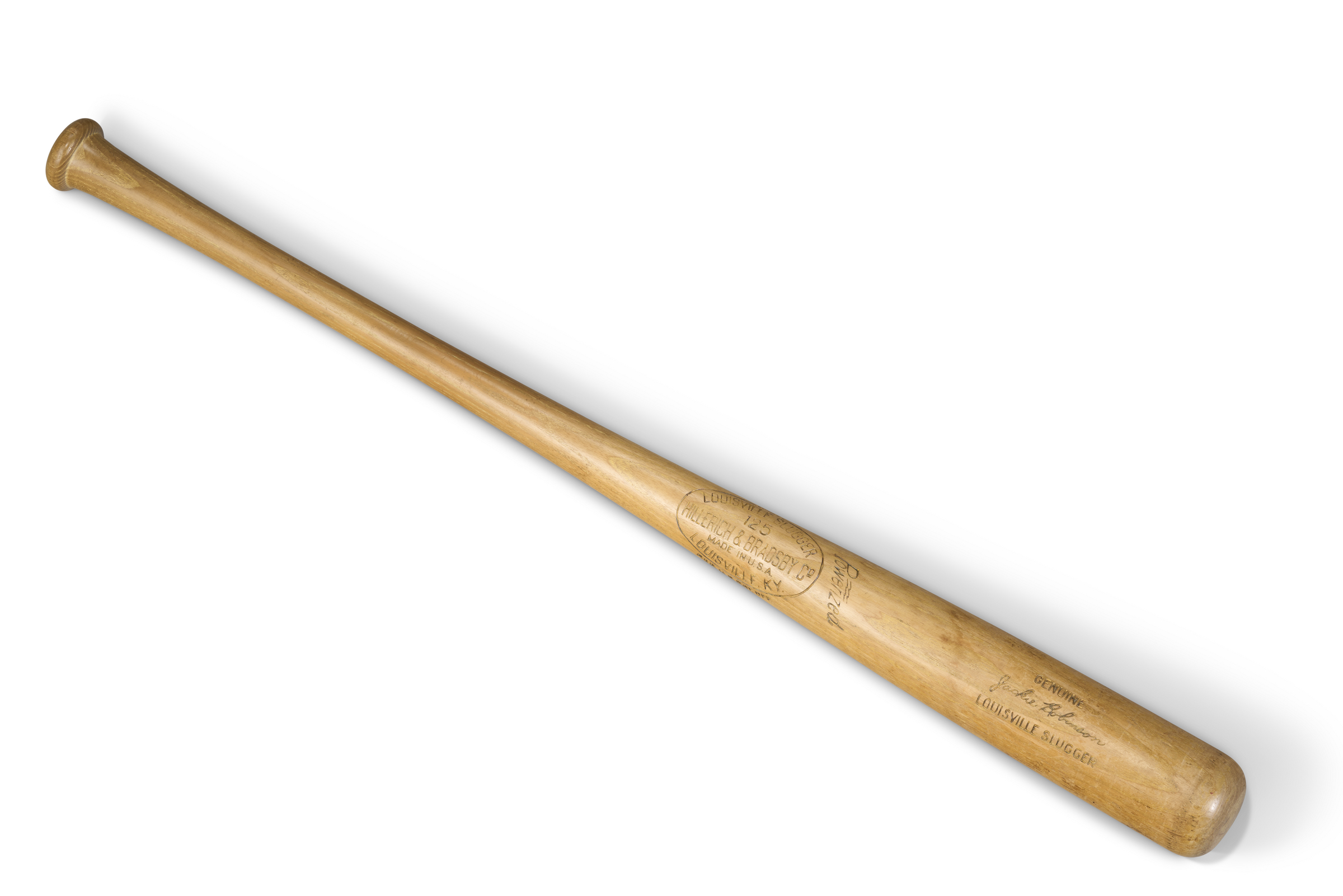 A wooden baseball bat is shown against a white background.