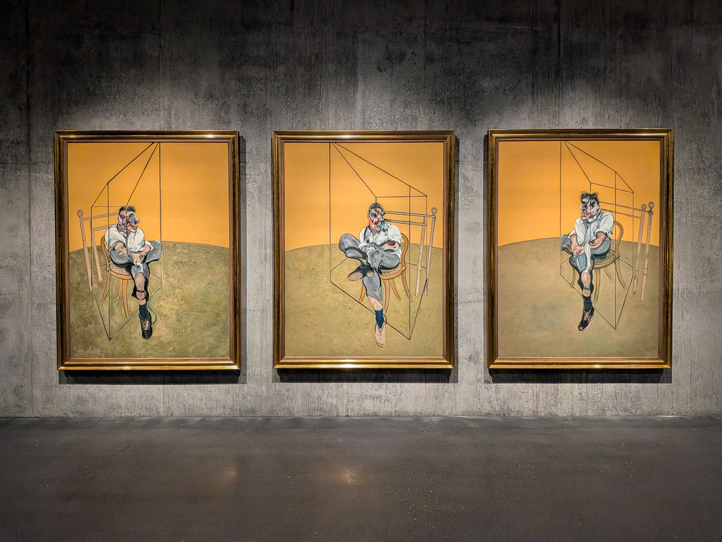Francis Bacon, Three Studies of Lucian Freud, 1969. Los Angeles County Museum of Art, gift of Elaine P. Wynn. Part of the inaugural presentation in the David Geffen Galleries