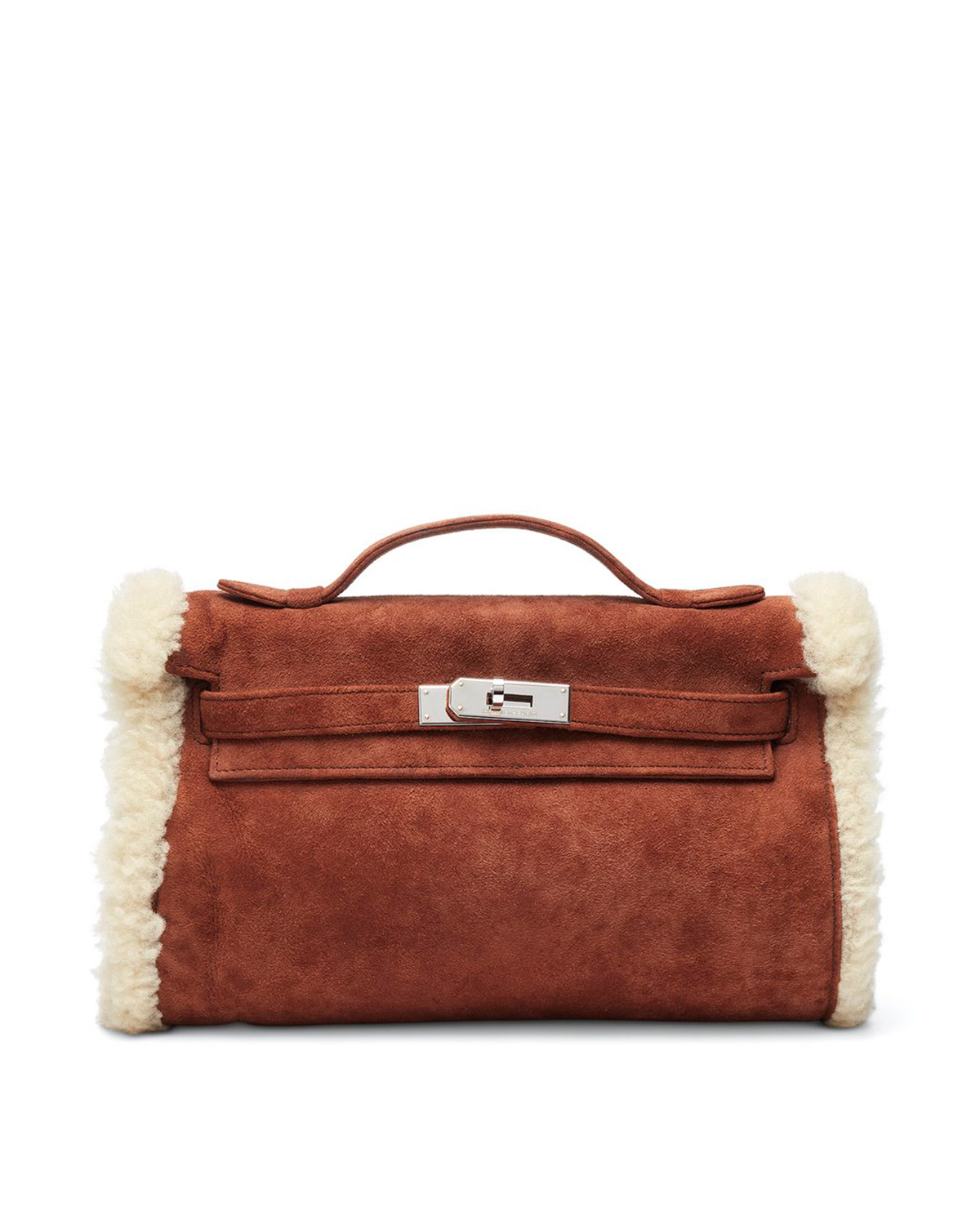 A rare, limited-edition Chocolat Veau Soblis Shearling Muff with palladium hardware, Hermes, 2007, offered by Christie's Private Sales
