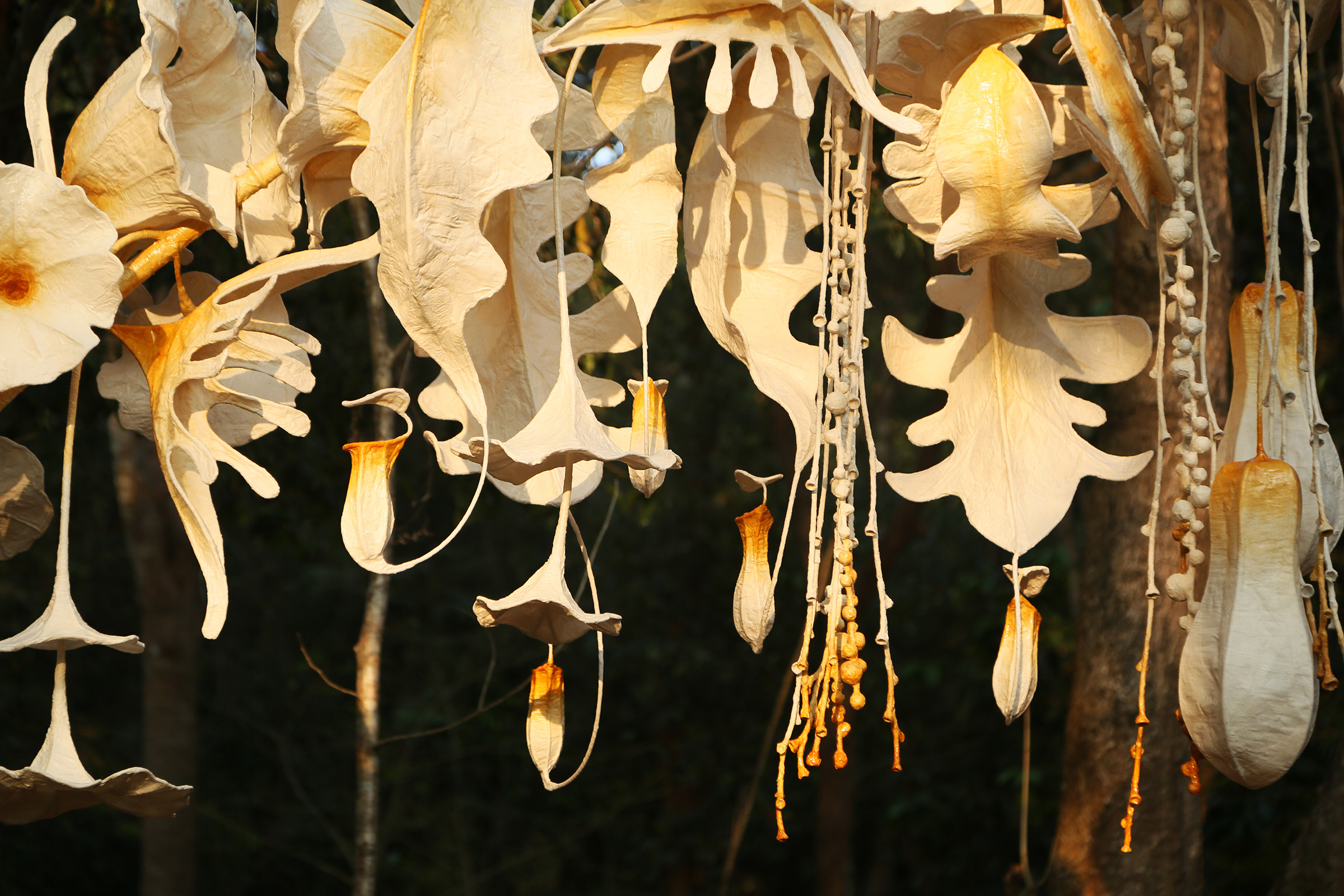 Bengaluru-based artist Ranjani Shettar's work for the pavilion is a suspended installation of organic, plant-like forms, which, says Jaffer, 'reflects on the rhythms of the natural world'