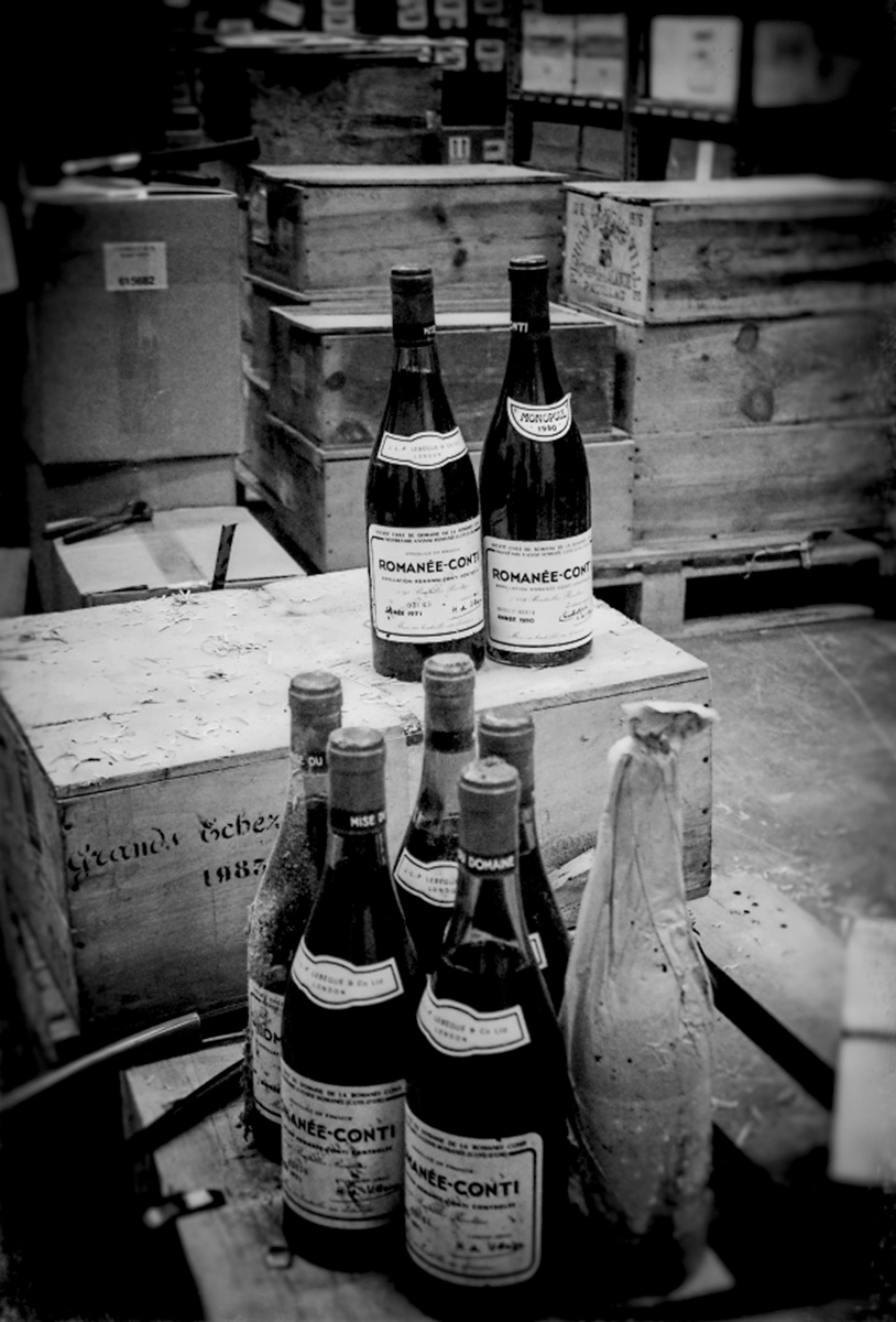 ​Bottles from the remarkable collection of Burgundy and claret that would come to auction as Treasures from a Rediscovered Chalk Cellar