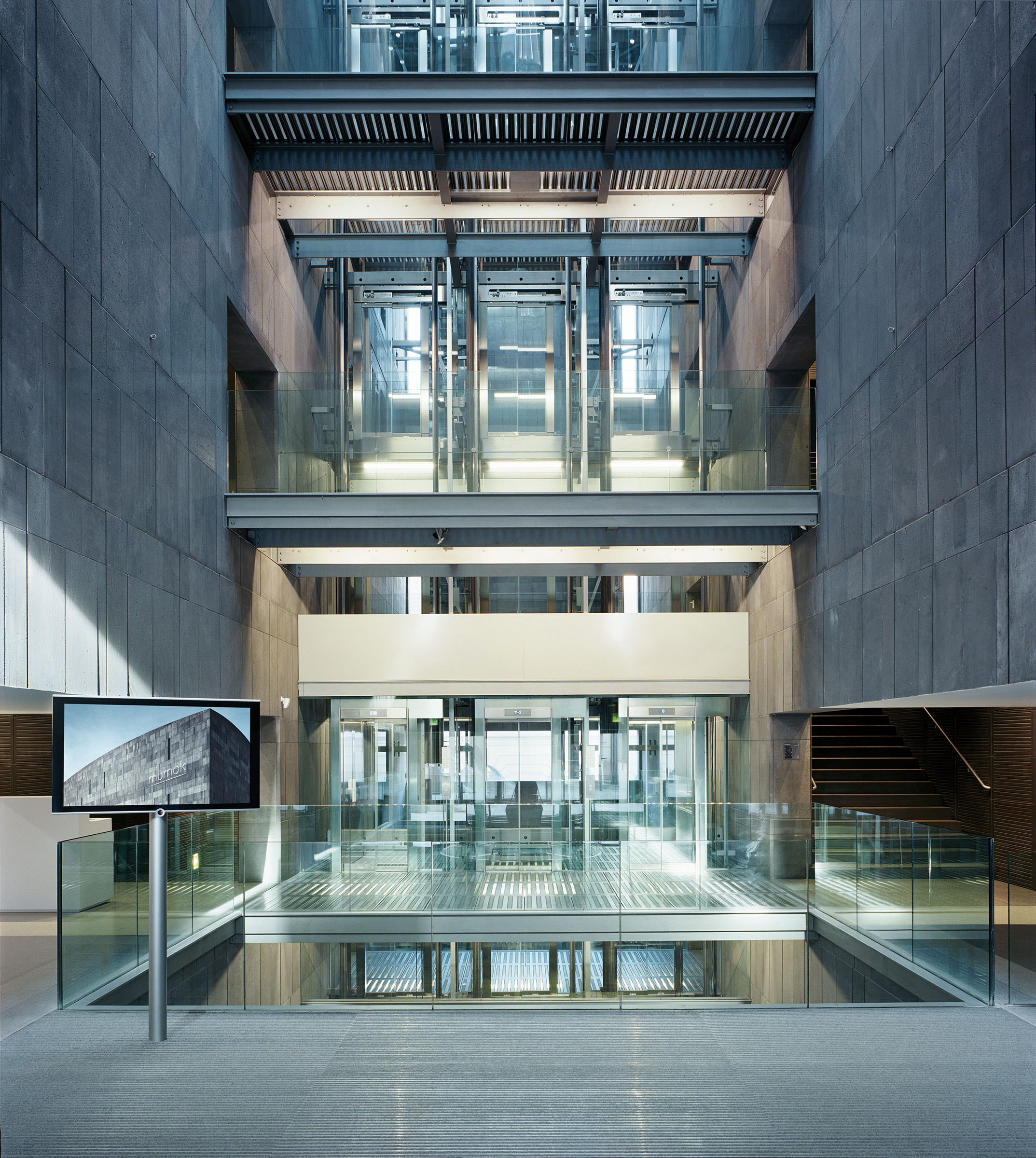 An interior view of mumok, the MuseumsQuartier's modern and contemporary art museum