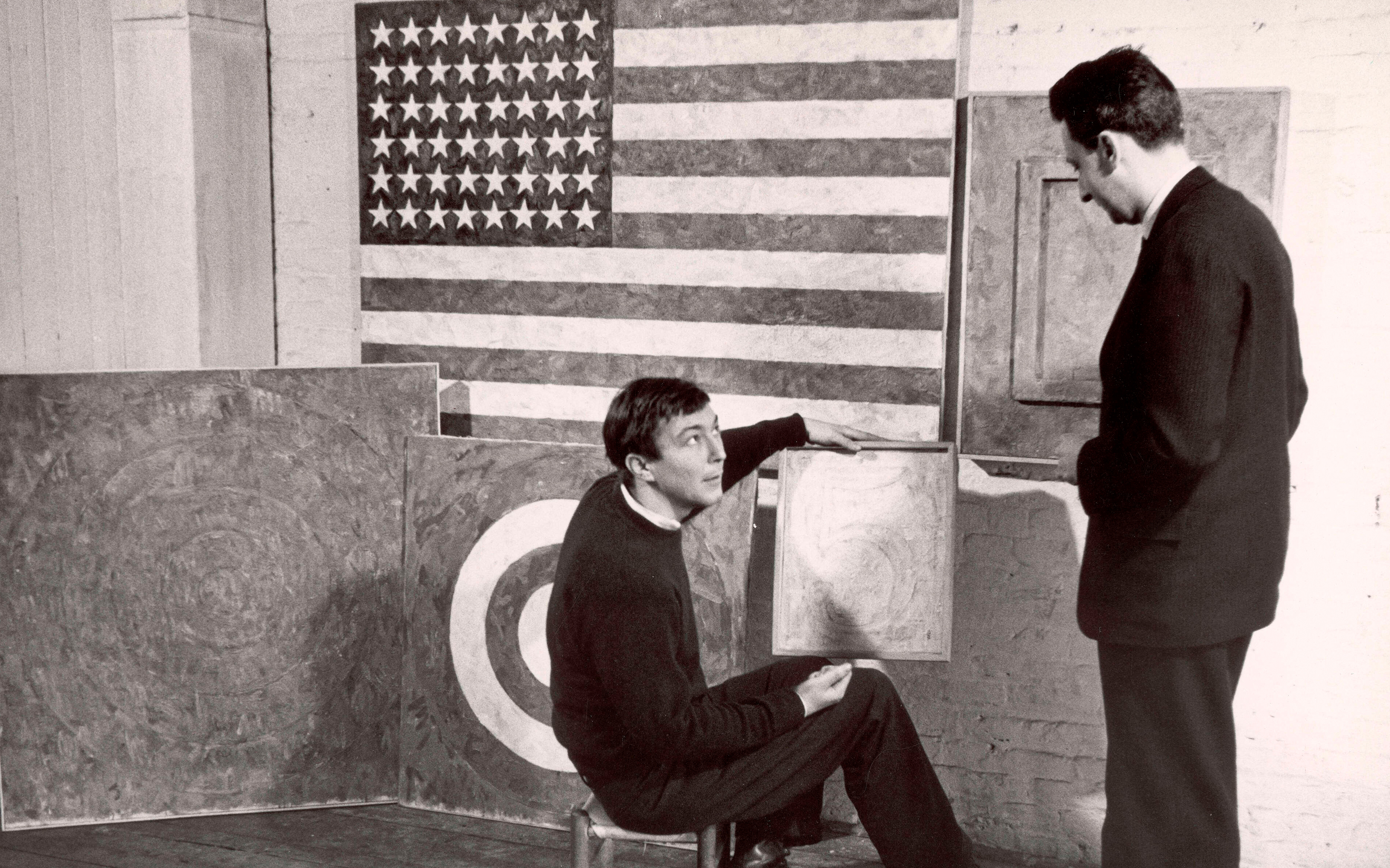 Jasper Johns in his loft on Pearl Street, 1958