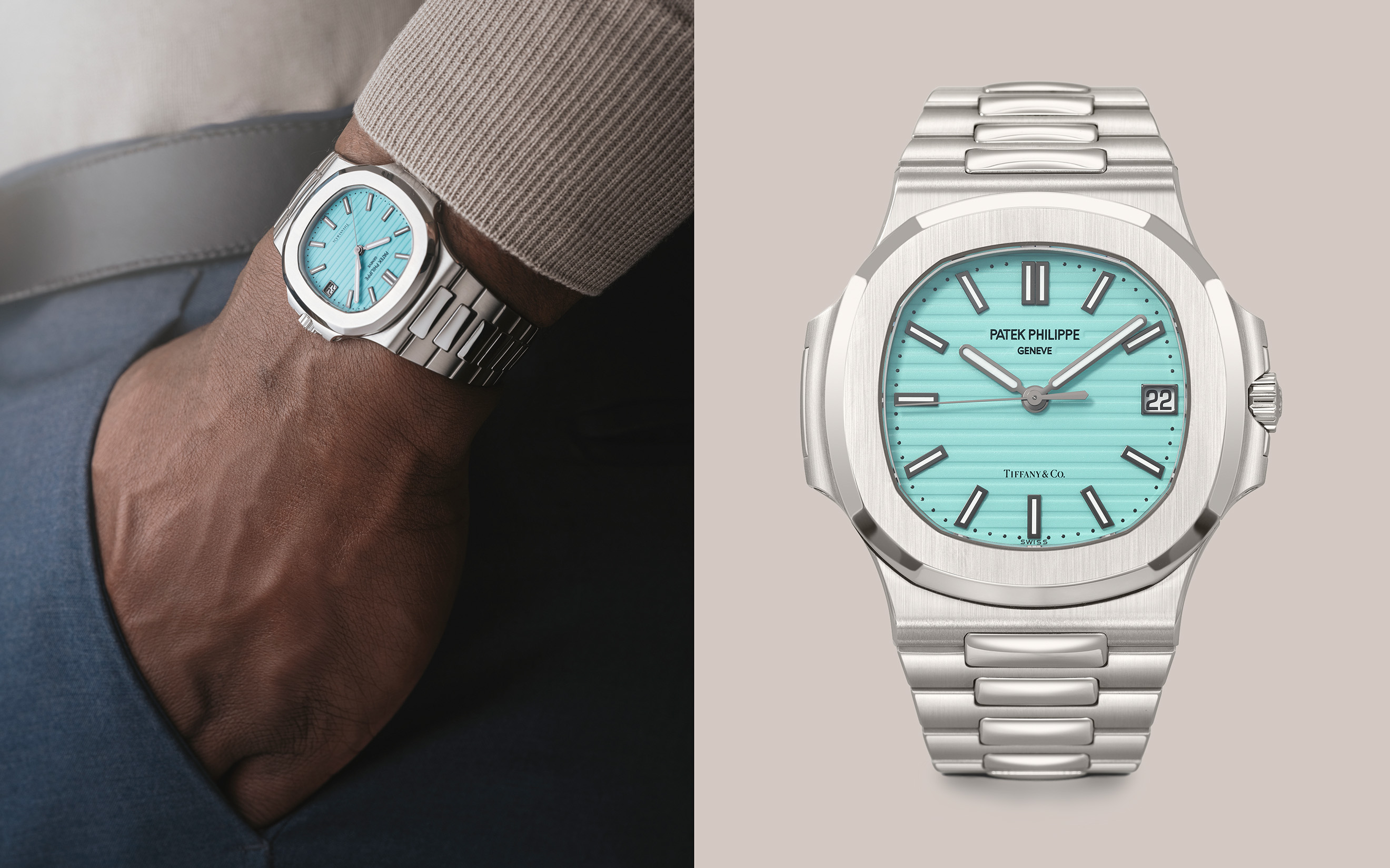 Patek Philippe. An important stainless-steel special-edition automatic wristwatch with sweep centre seconds, date and bracelet, made to celebrate the 170th anniversary of the partnership between Tiffany and Co. and Patek Philippe. Nautilus model, circa 2022, offered in Rare Watches on 11 and 12 May 2026 at Christie's in Geneva