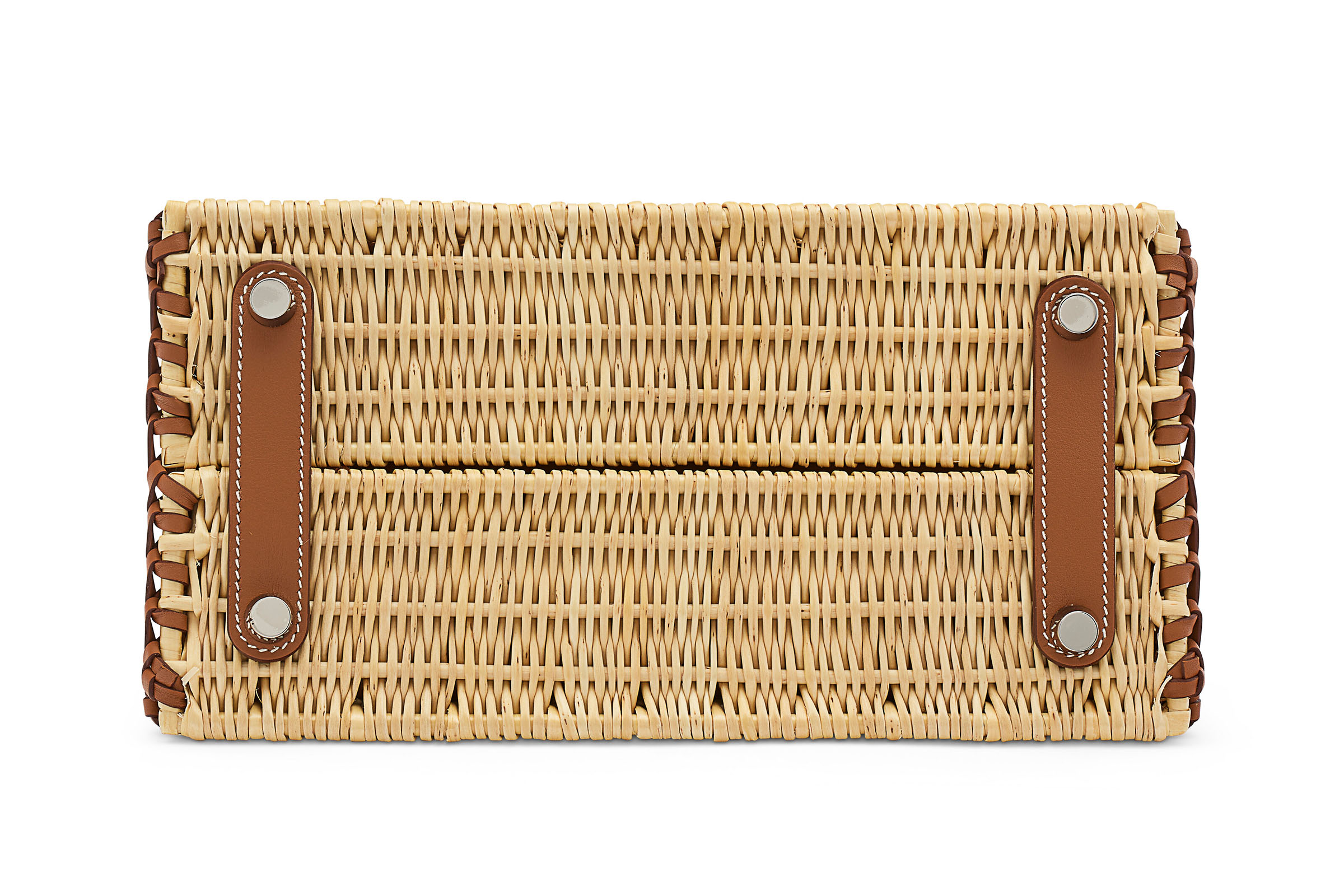 A limited-edition gold Swift leather and Osier Picnic Birkin 25 with palladium hardware, Hermes, 2022, sold for €69,850 on 24 June 2026 at Christie's Online. Examining the underside of a bag helps to confirm its authenticity. The feet should be securely hammered in place, says Koffsky Parker